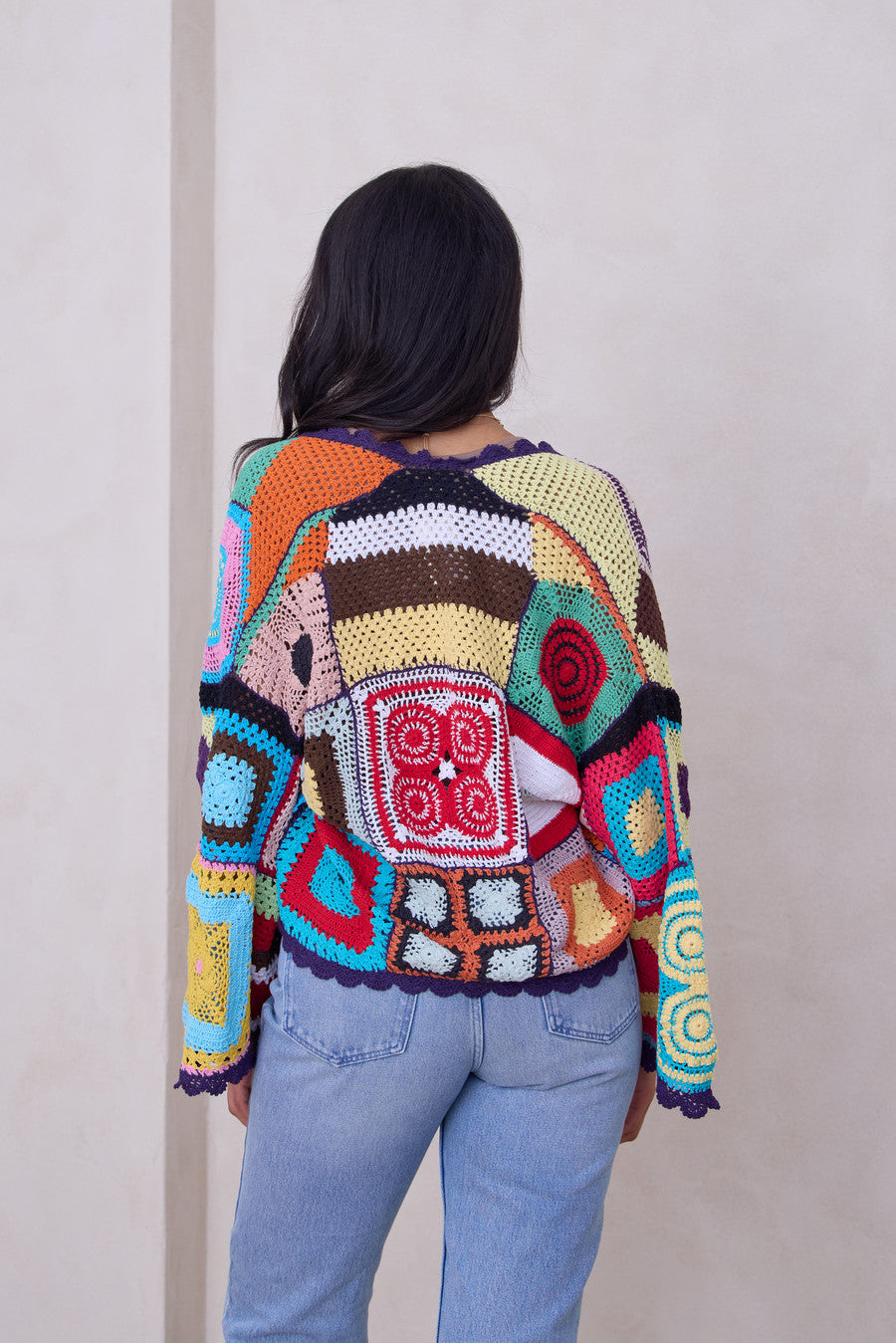 Stylish Multicolor Crochet Cardigan Cotton Jacket for Women - Perfect for Spring Outfits, Beach Cover-ups & Boho Fashion