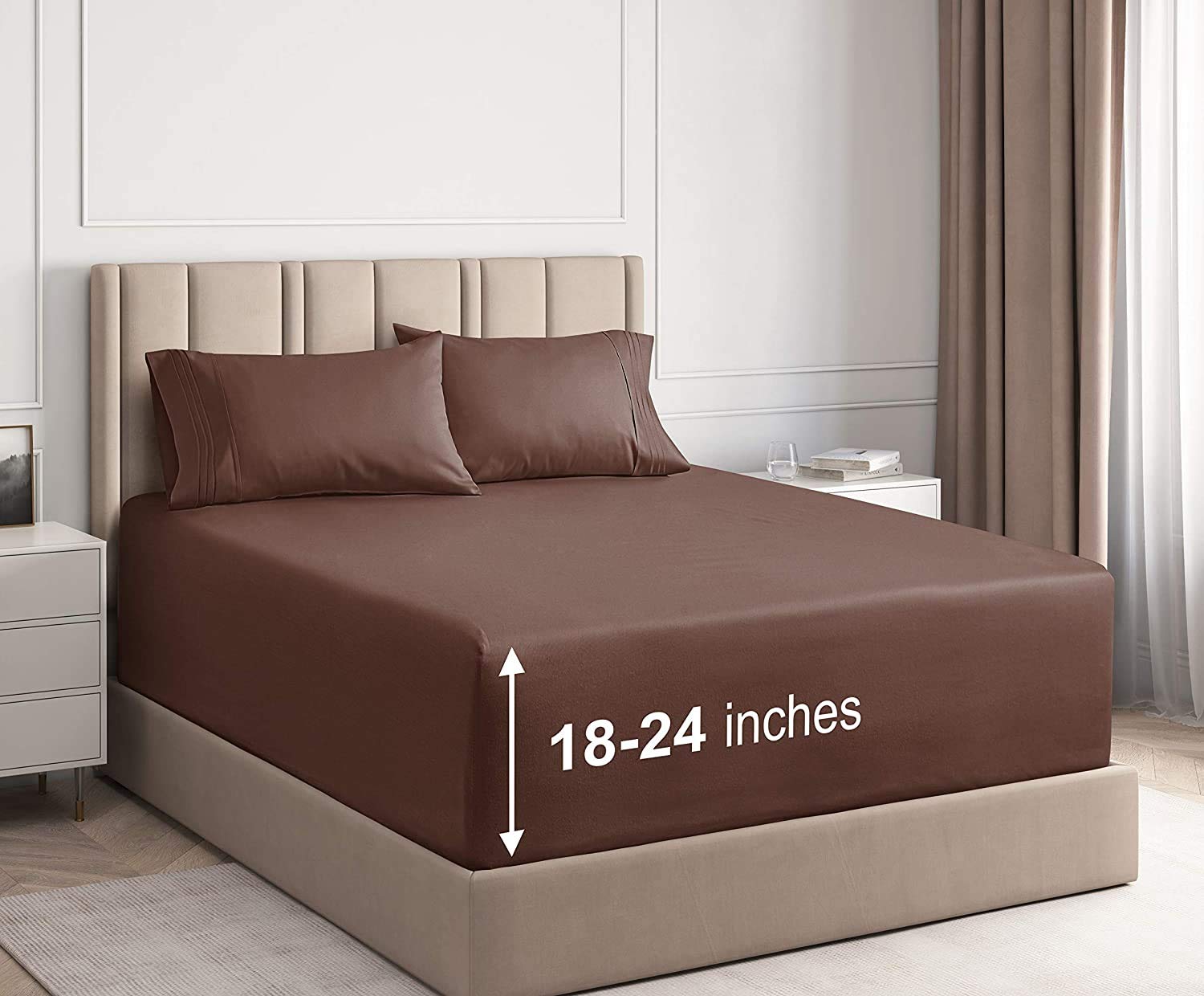 **600 Thread Count Extra Deep Pocket Sheets 4-Piece Set - Fits 18