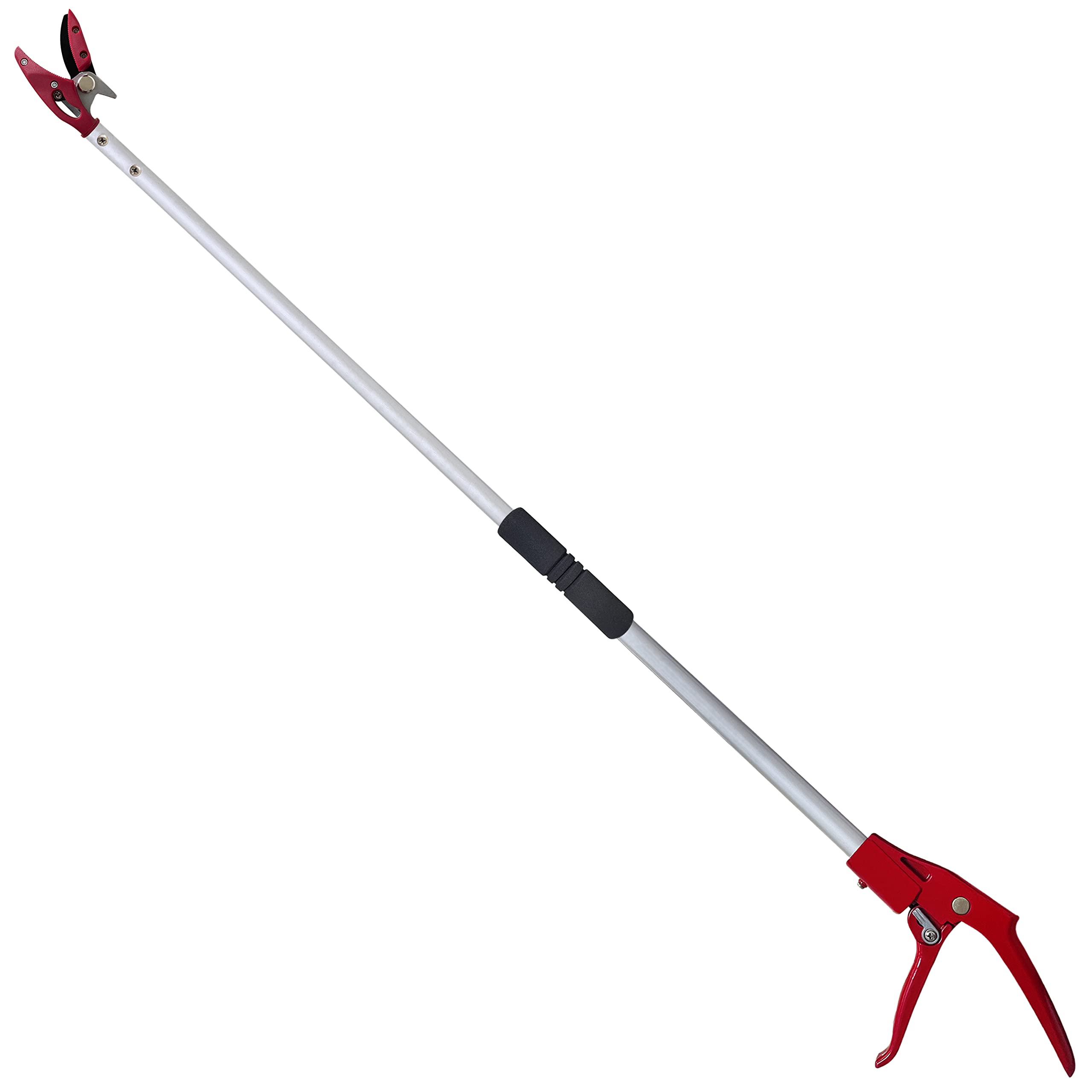 6FT Tree Trimmer Pole Pruner - Lightweight Aluminum Long Reach Pruning Shears with Cut & Hold Function - Perfect for Fruit Picking, Branch Trimming and Garden Maintenance (Ideal for Tall Trees & Hard-to-Reach Branches)