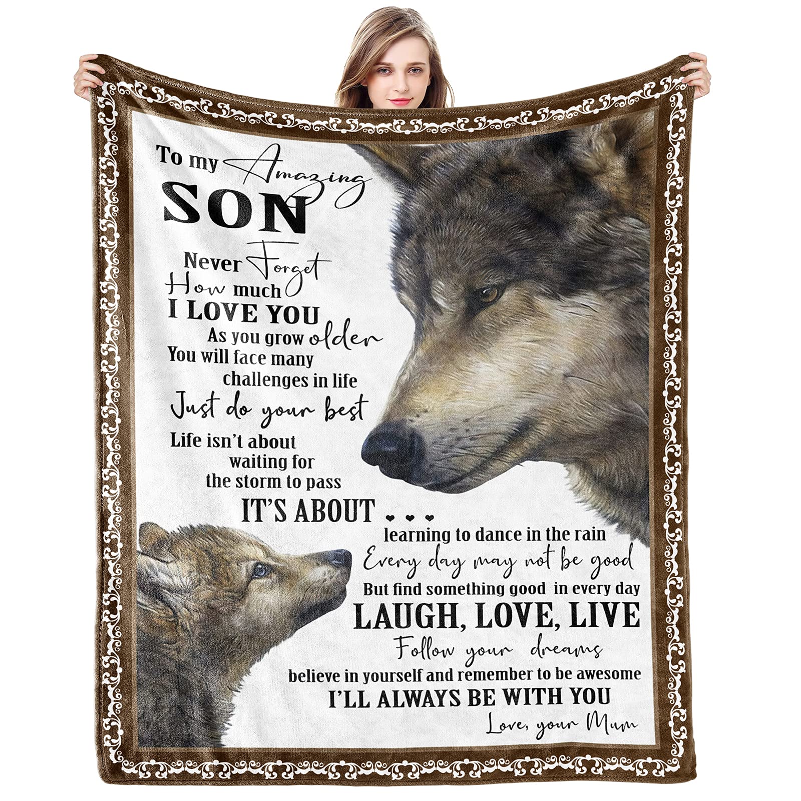 Mom to Son Blanket - 50x40 Inch Throw for Birthday, Graduation Gifts