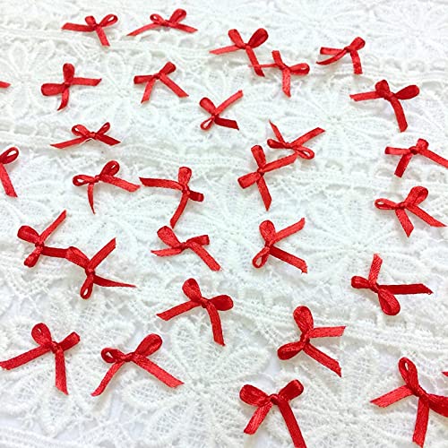 25-50pcs Red Satin Ribbon Bows for Gift Wrapping, Card Making, Christmas Decorations - Small Fabric Bows for DIY Crafts, Party Favors and Holiday Gift Toppers
