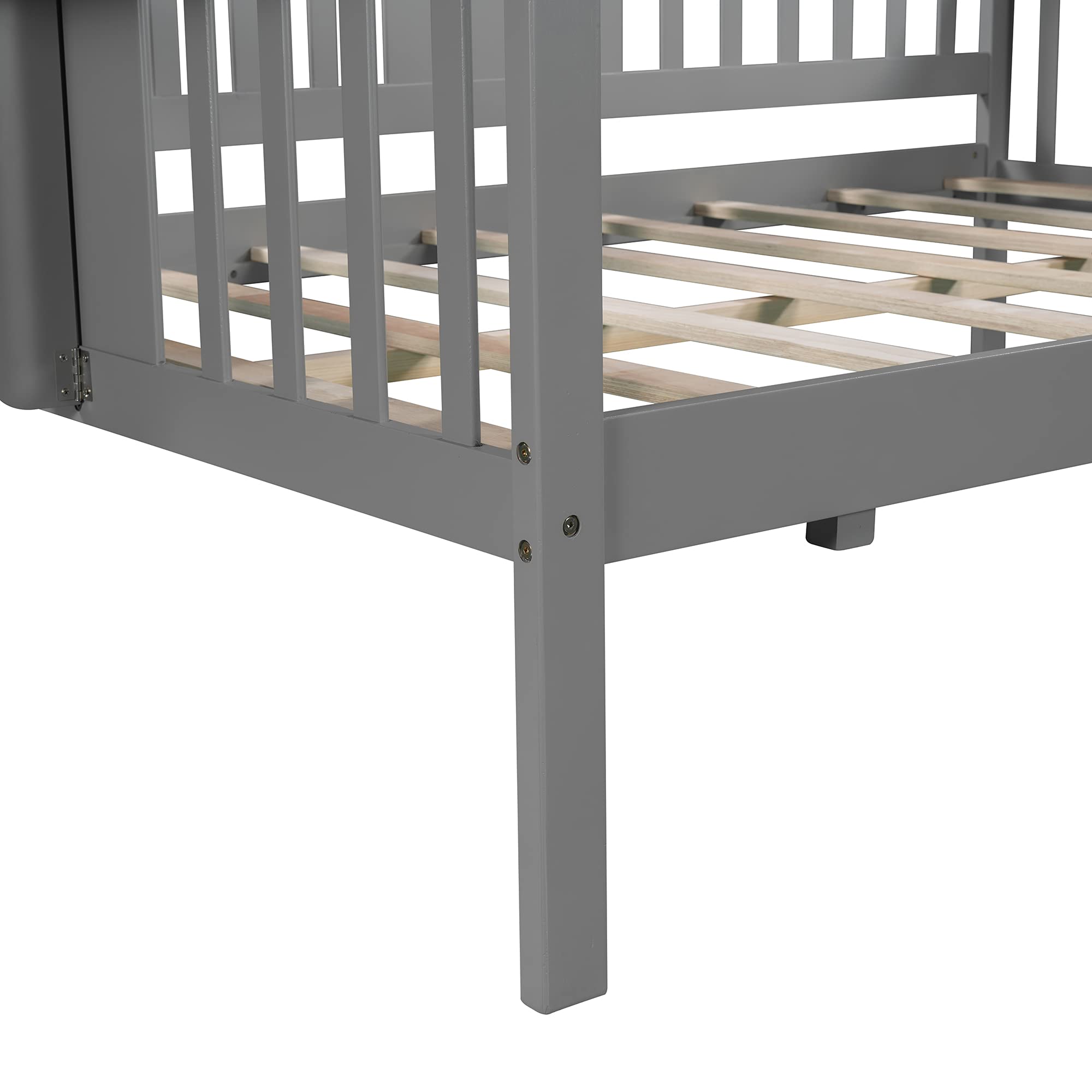 Wood Daybed Frame for Adults - Twin Size Sofa Bed with Storage | Modern Gray Convertible Couch for Bedroom & Living Room | Perfect for Guest Rooms, Small Apartments & Lounge Areas