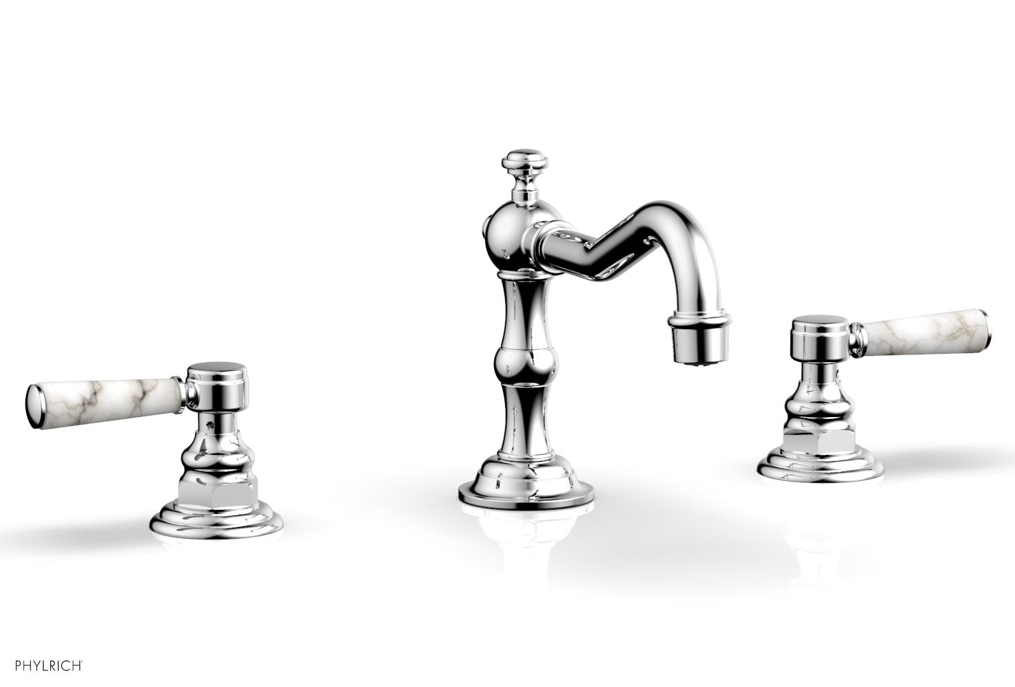 HENRI 8-Inch Widespread Bathroom Faucet with White Marble Lever Handles - Model 161-03 - Perfect for Modern Vanities and Luxury Bathroom Renovations