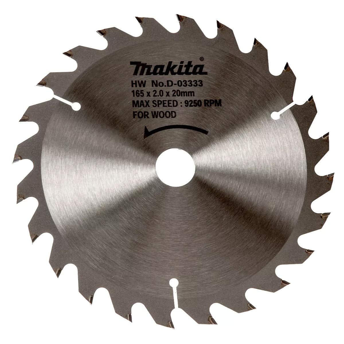 Makita D-03333 165mm Circular Saw Blade - 20mm Arbor, 24 Teeth for Wood Cutting - Perfect for DIY Projects, Carpentry, and Professional Woodworking