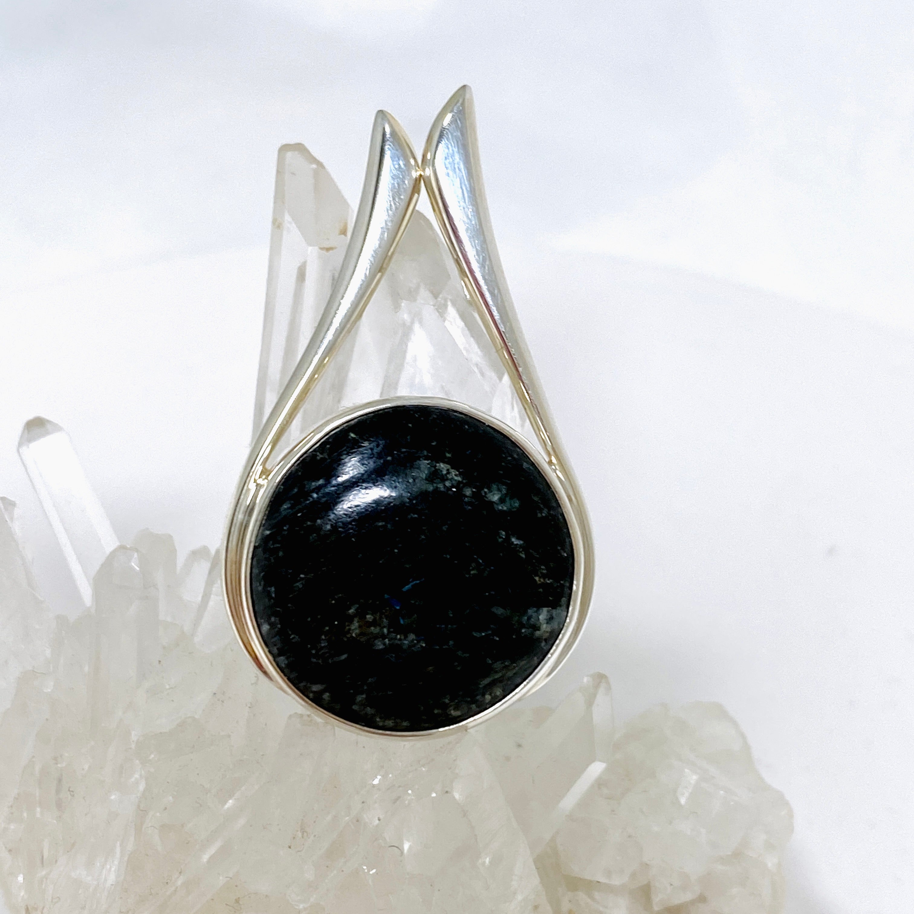 Nuummite Round Cabochon Pendant BTP 67 - Natural Gemstone Jewelry for Women, Healing Crystal Necklace - Perfect for Meditation, Spiritual Gifts & Boho Fashion