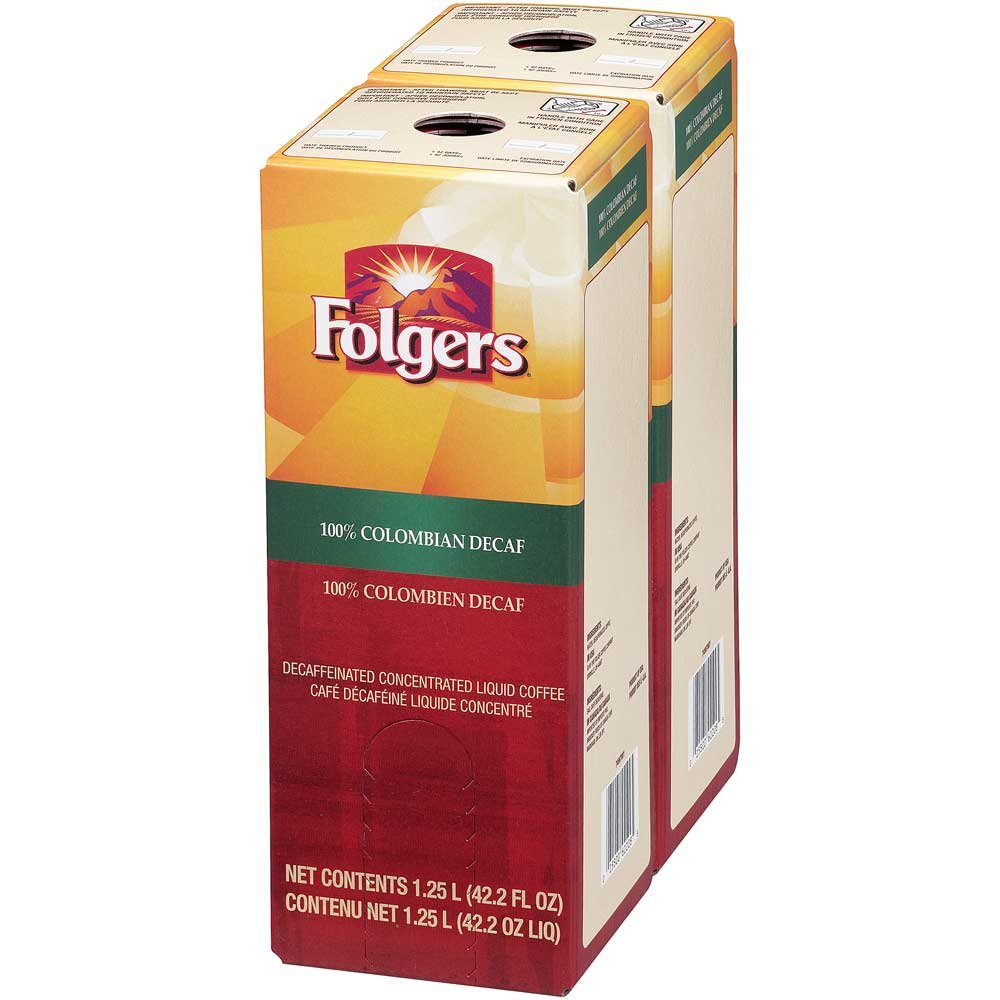 Folgers 100% Colombian Decaffeinated Liquid Coffee, 1.25 Liter (Pack of 2) - Smooth & Rich Flavor for Home, Office, or On-the-Go Coffee Lovers