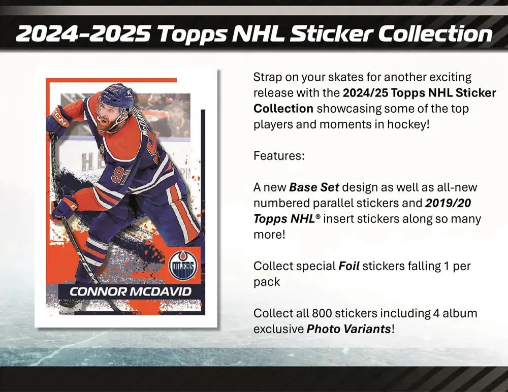 2024-25 Topps NHL Hockey Sticker Pack - 50+ Collectible Player Stickers - Perfect for Trading, Collecting & Display - Great Gift for Hockey Fans & Card Enthusiasts