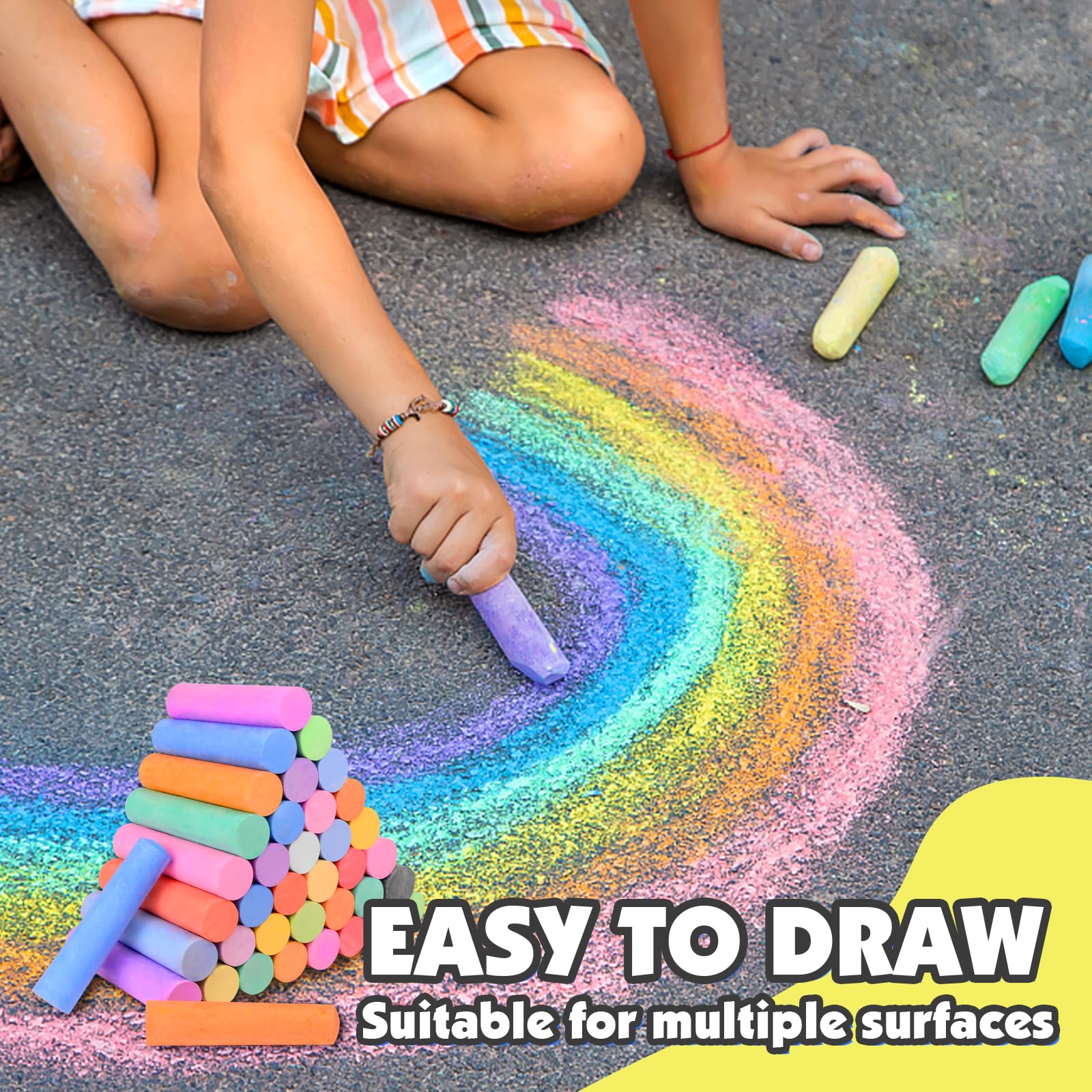 180PCS Washable Sidewalk Chalk Set - 20 Vibrant Colors, Non-Toxic Jumbo Chalks for Kids & Toddlers - Outdoor Pavement Drawing, Driveway Art, Birthday Party Activities & Summer Fun