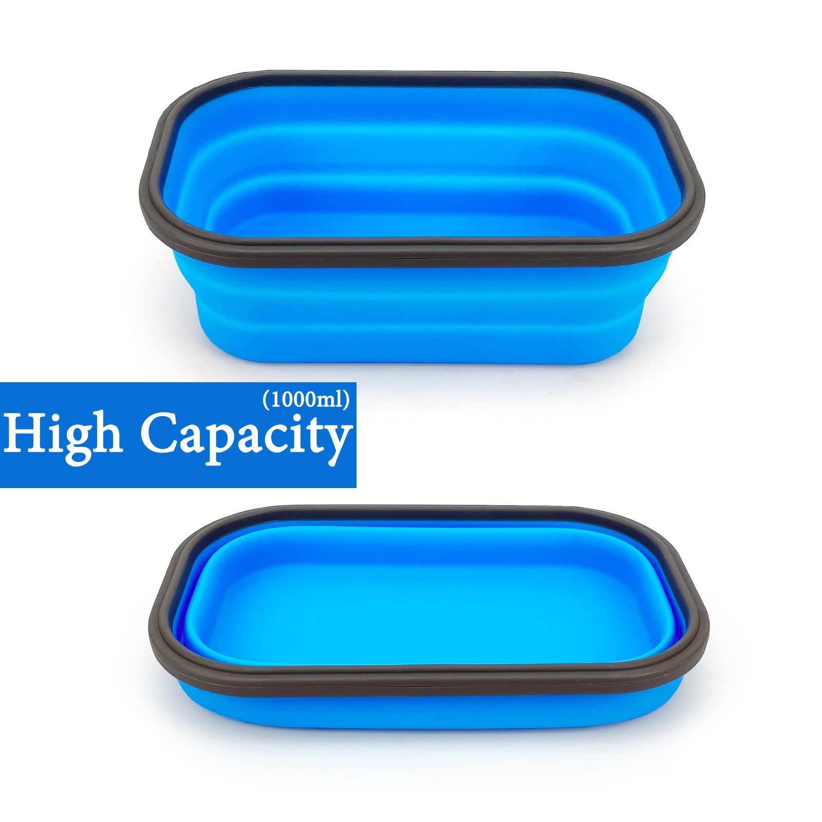 Collapsible Silicone Lunch Box - 1000ml Large Bento Container with Airtight Lid & 2-in-1 Utensil (Spoon/Fork) | Microwave & Dishwasher Safe | Perfect for Meal Prep, Office Lunch, Picnics & Travel