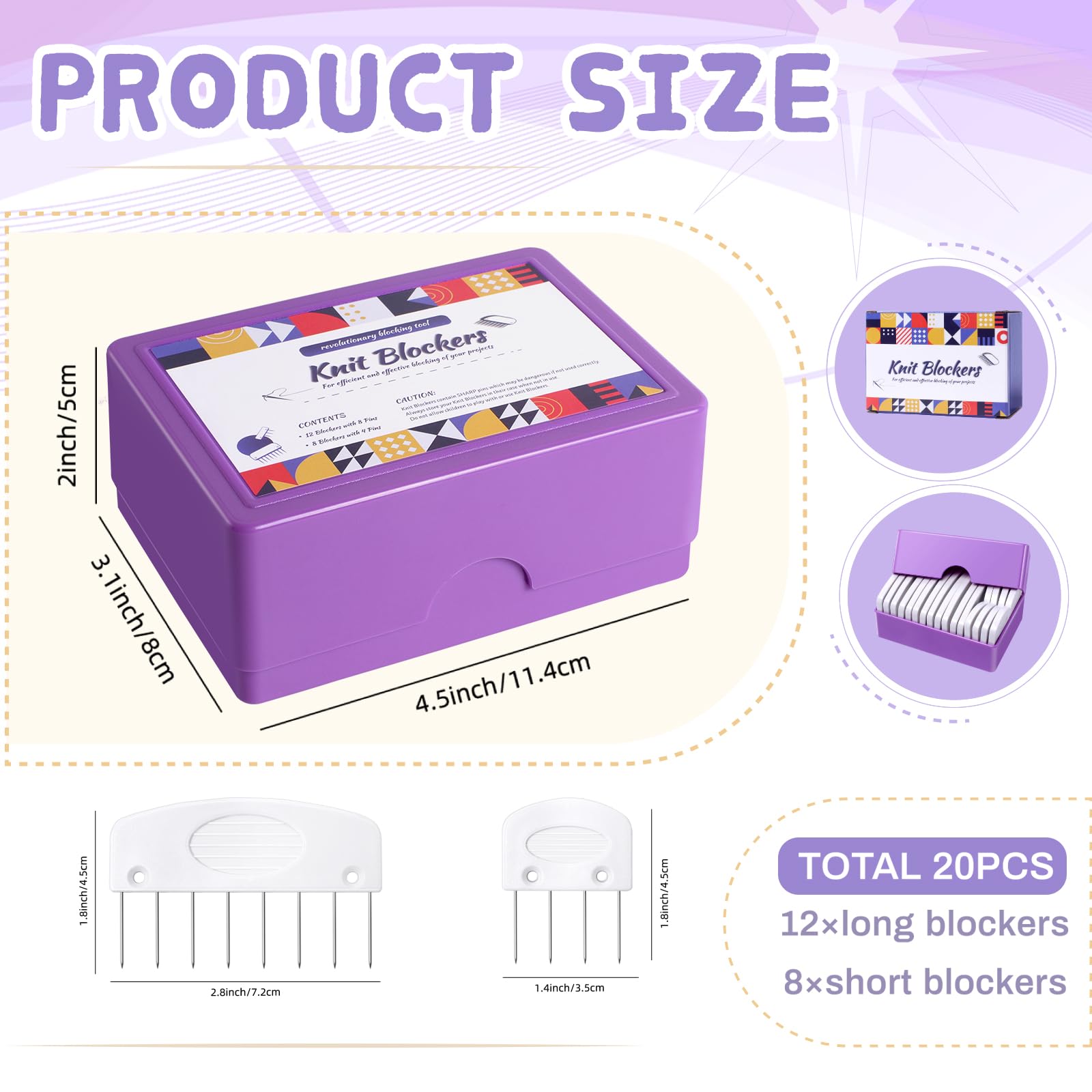 20Pcs Knit Blocking Pins Kit for Knitting & Crochet Projects - Perfect for Blocking Mats