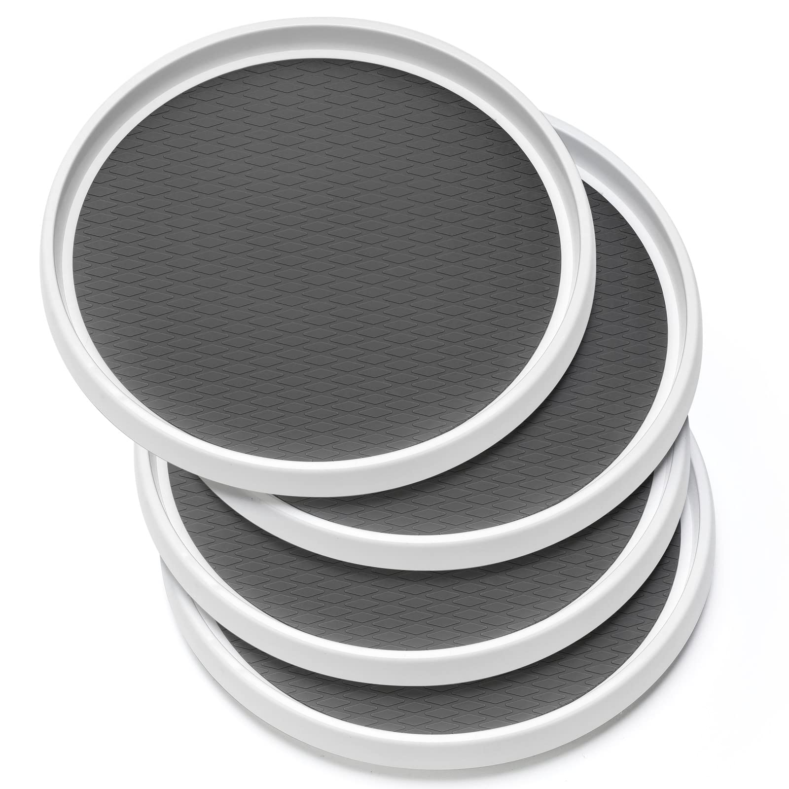12-Inch Non-Skid Lazy Susan Turntable Organizer [4 Pack] - 360° Rotating Spice Rack for Kitchen, Pantry, Fridge & Bathroom Storage - Perfect for Cabinet, Countertop, Under Sink & Vanity Organization (Black) - Ideal for Spices, Makeup & Household Items