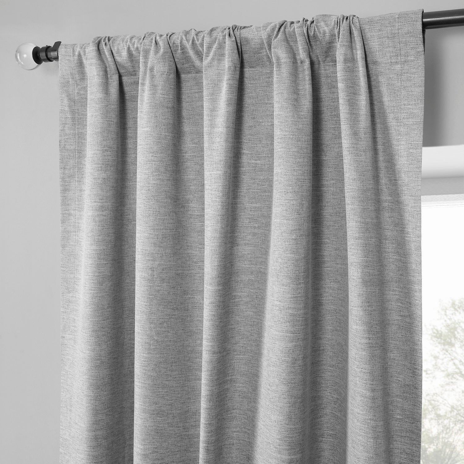 Modern Grey Boho Chic Faux Linen Blackout Curtains - Set of 2 Panels for Living Room & Bedroom - Noise Reducing & Thermal Insulated Window Treatments for Home Decor