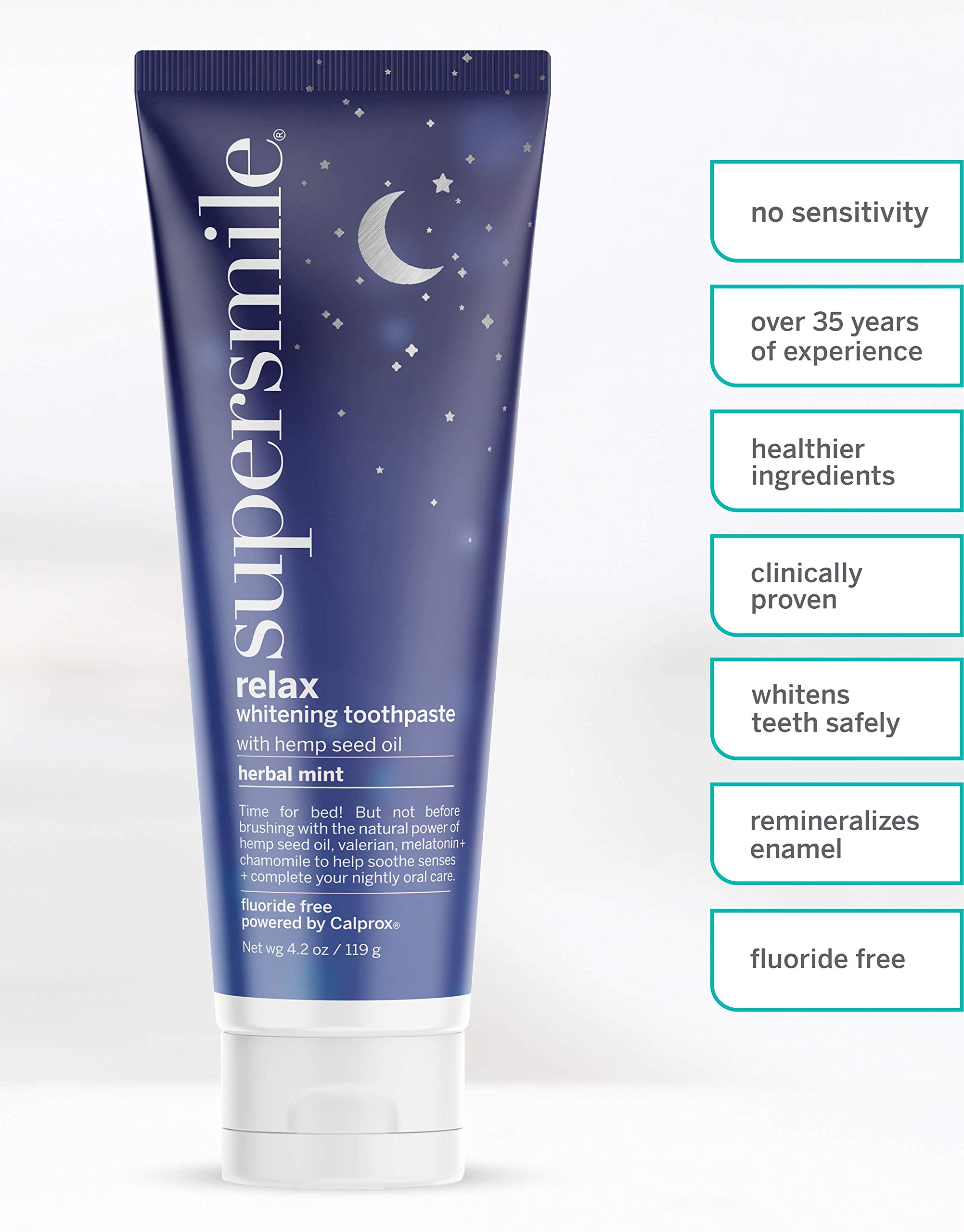 Supersmile Professional Whitening Toothpaste for Sensitive Teeth - Herbal Mint Flavor, 4.2 Oz | Clinically Proven to Whiten 6 Shades | Nighttime Oral Care & Teeth Whitening Solution for Brighter Smile