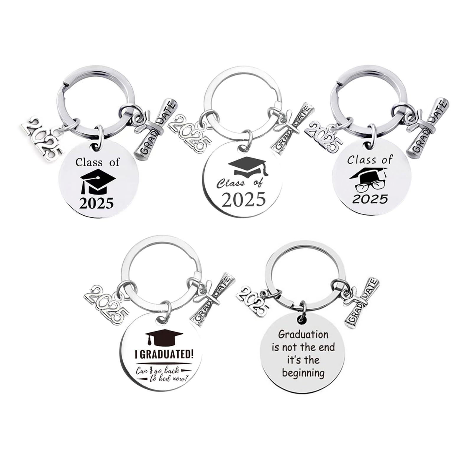 2025 Graduation Keychains - 5 Pcs Class of 2025 Keychains, Perfect Graduation Party Favors & Gifts for Classmates, Friends, and Graduation Ceremony Souvenirs
