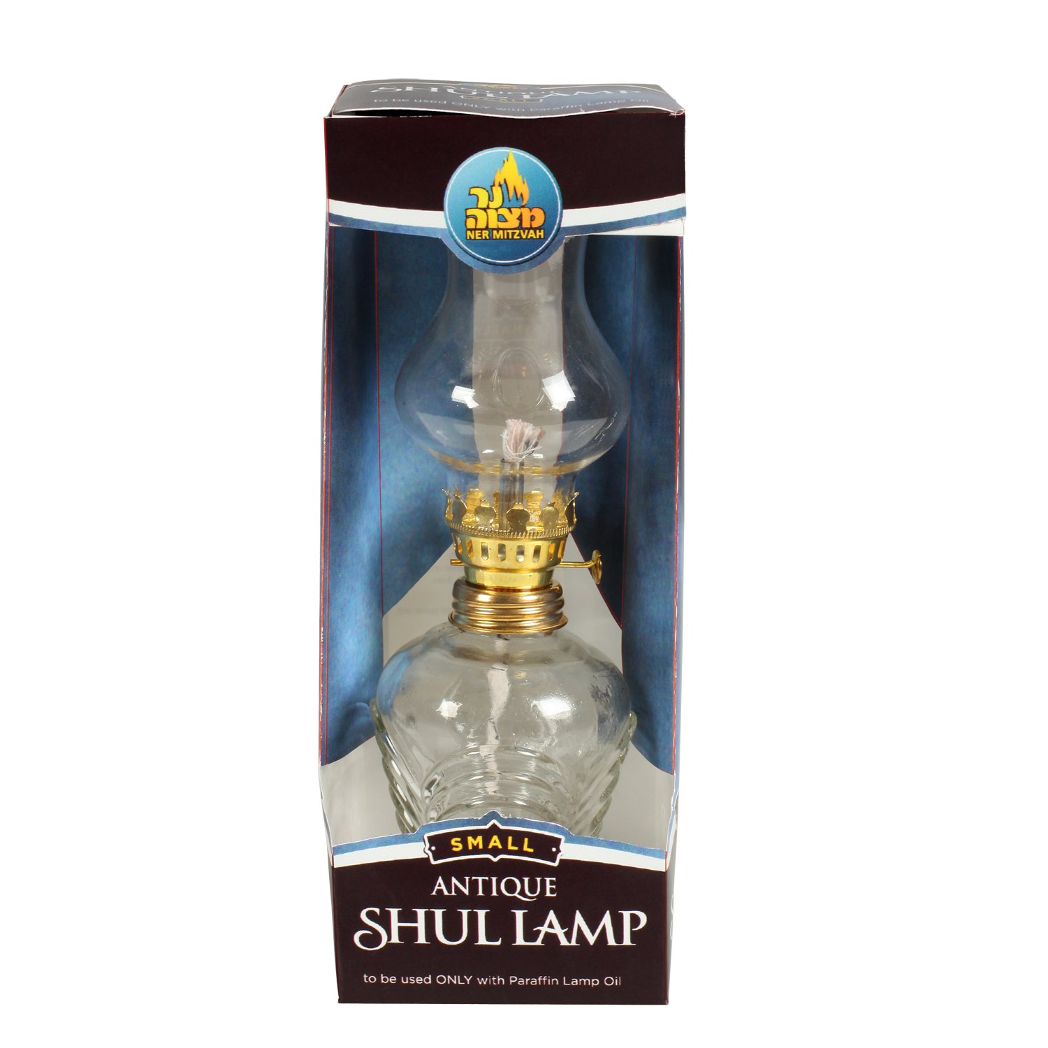 Antique Style Glass Ner Mitzvah Oil Lamp - 8 Inch Synagogue Shul Lamp for Jewish Religious Ceremonies - 20cm Height Decorative Candle Holder for Hanukkah, Shabbat & Home Worship