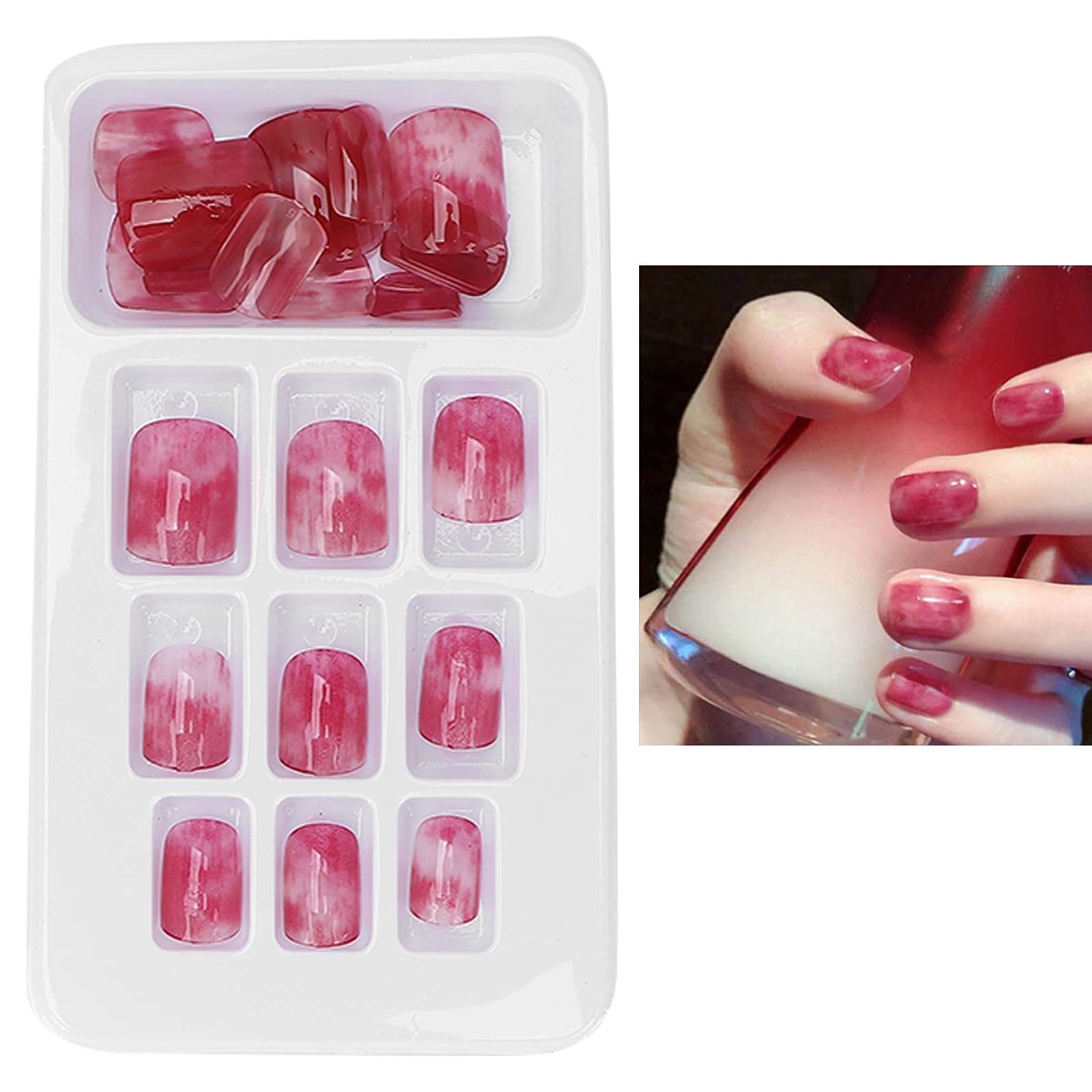 Full Cover False Nails Tips - 24pcs Press On Nails Kit with 12 Sizes | Odorless, Fashionable Artificial Nails for Daily Wear & Dance Parties | Perfect for Salon, Wedding, Date Night & Special Occasions