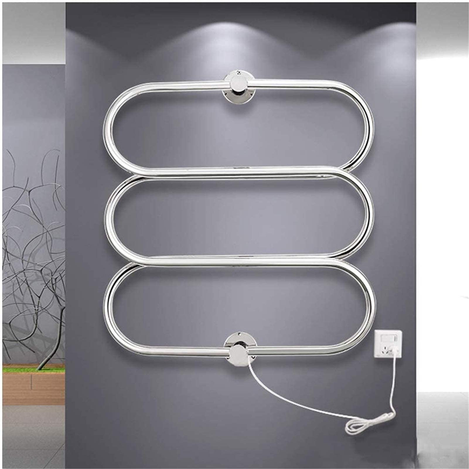Stainless Steel Heated Towel Rail - Wall Mounted Electric Towel Warmer & Dryer | Energy Saving Bathroom Accessory for Home, Spa & Hotel Use (Color A)