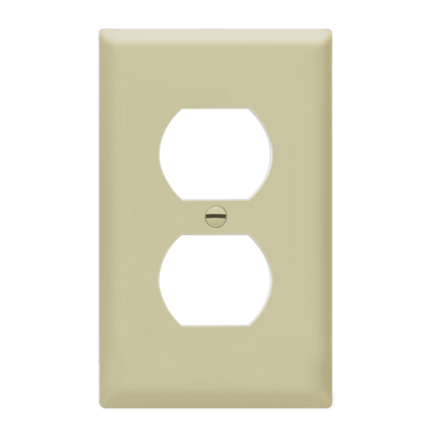 1 Gang Duplex Outlet Cover Plate, Ivory - Decorative Wall Plate for Home & Office Electrical Outlets, Easy Installation, Standard Size