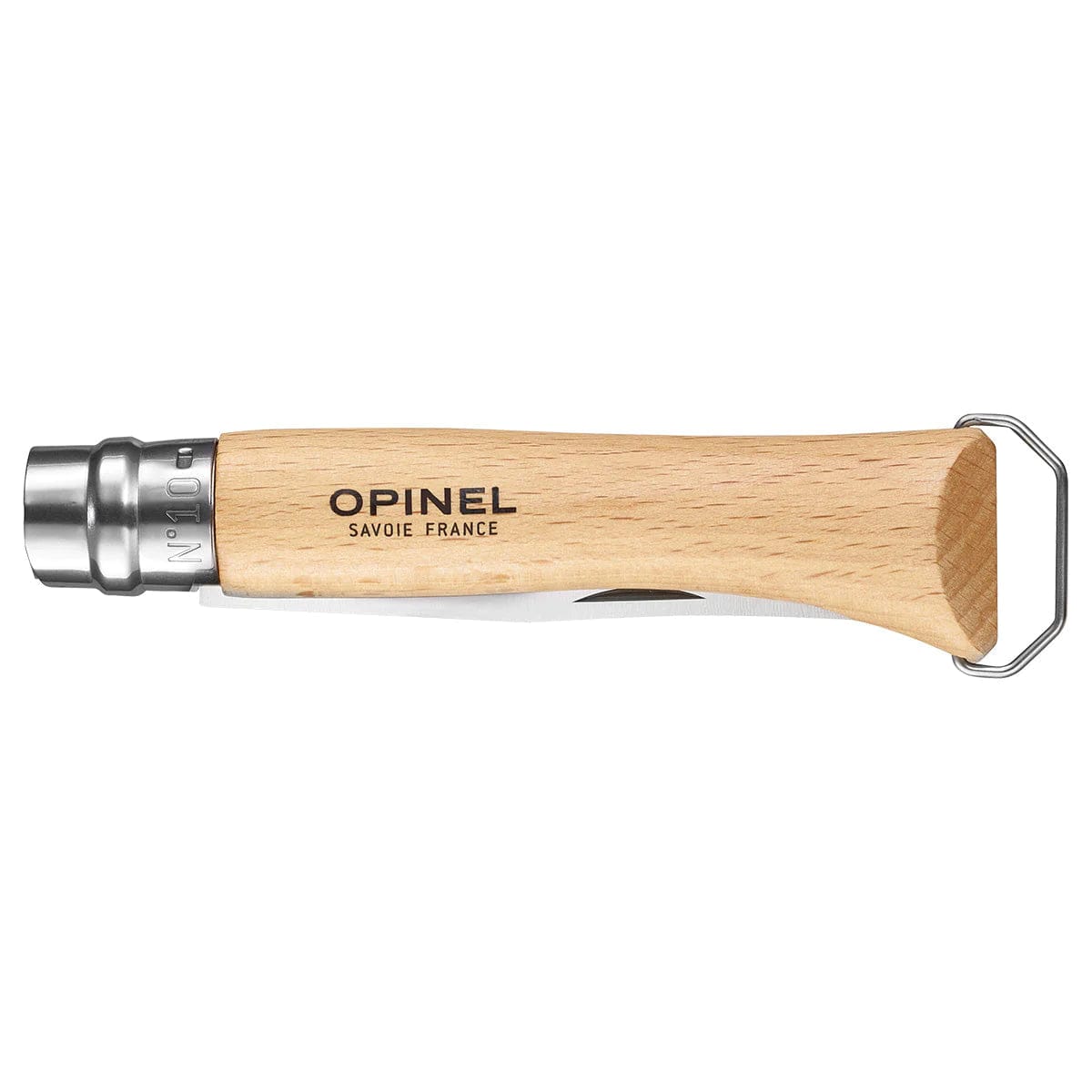 Opinel No.10 Stainless Steel Pocket Knife with Corkscrew & Bottle Opener - Premium Beech Wood Handle - Compact EDC Tool for Camping, Hiking & Outdoor Adventures