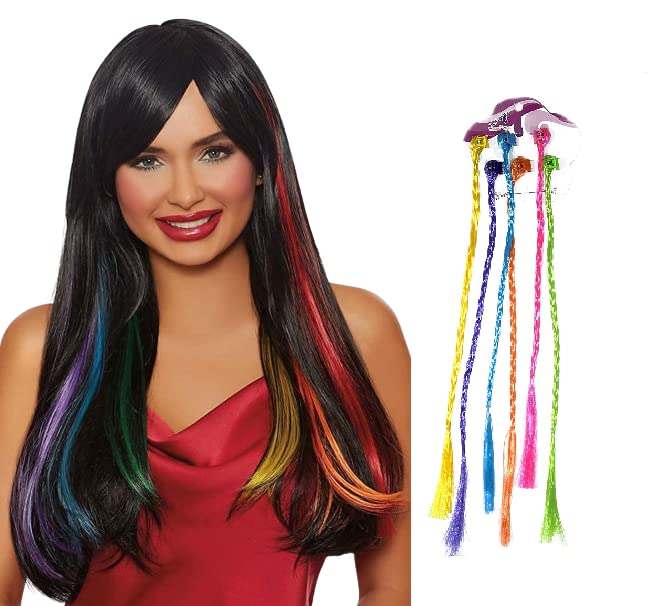 Prime Colored Clip-In Hair Extensions for Women & Girls - 6-Piece Set (1 Pack) | Natural-Looking Highlights for Parties, Weddings & Daily Styling