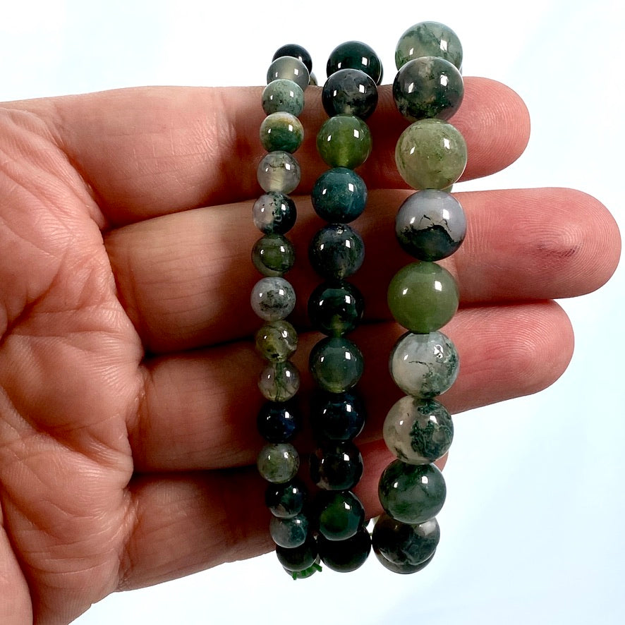 Natural Moss Agate Healing Bracelet for Women - Handmade Adjustable Beaded Crystal Jewelry for Meditation, Chakra Balancing & Positive Energy - Perfect for Yoga, Spiritual Gifts & Everyday Wear