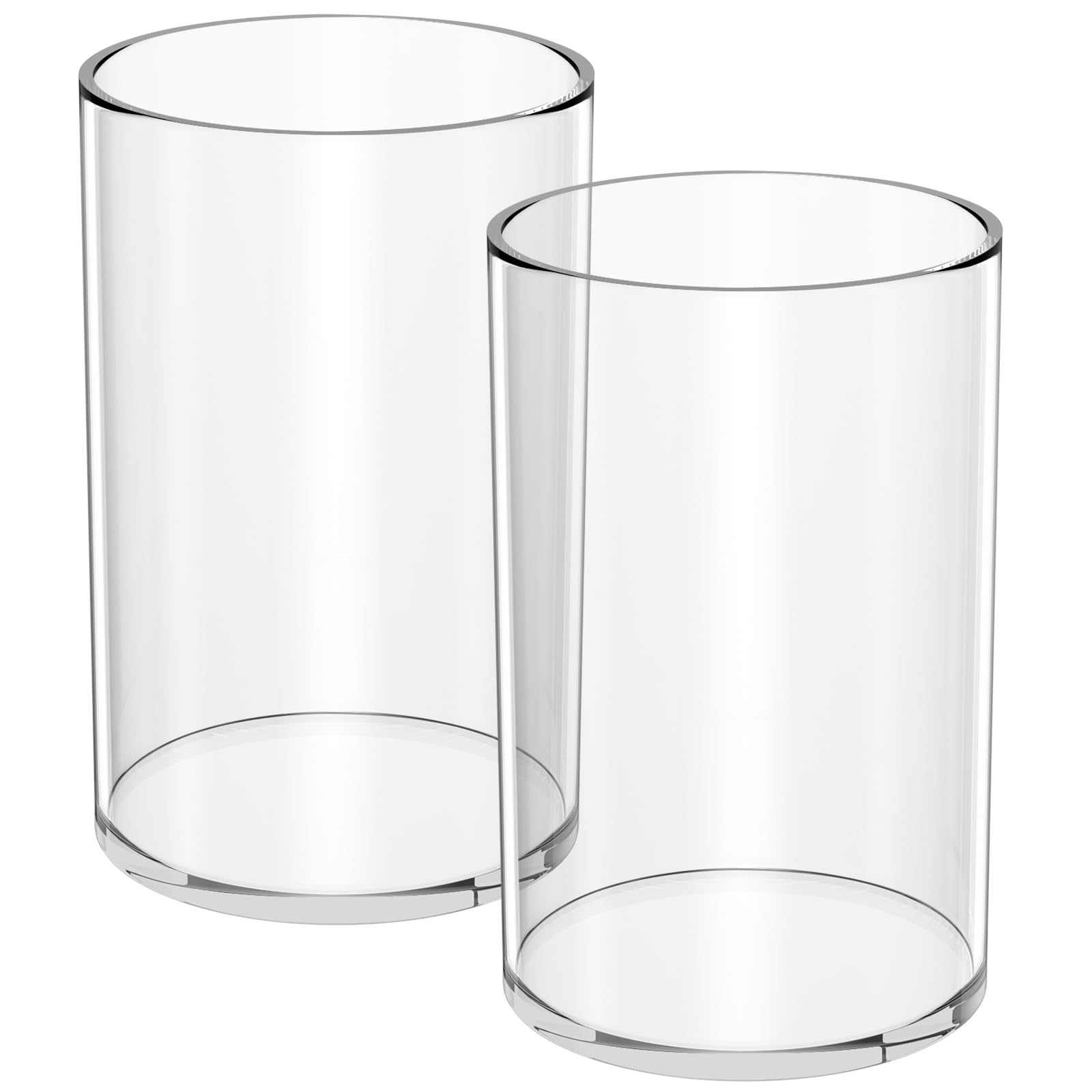 NIUBEE 4-Pack Clear Acrylic Pen Holder for Desk - Round Pencil Cup & Makeup Brush Organizer - Office Desk Accessory for Stationery, Cosmetics & Home Organization (Perfect for Office, Vanity & Study Desk)