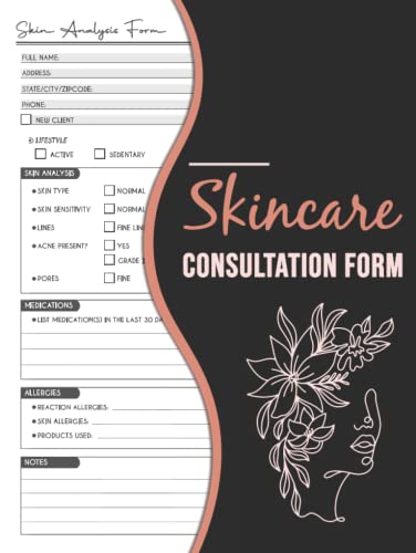 Professional Skincare Consultation Form for Med Spa | 8.25''x11'' Skin Analysis Assessment Book with 95 Forms | Perfect for Esthetician Business & Client Intake | Ideal for Spa Treatments, Skin Evaluations & Beauty Consultations