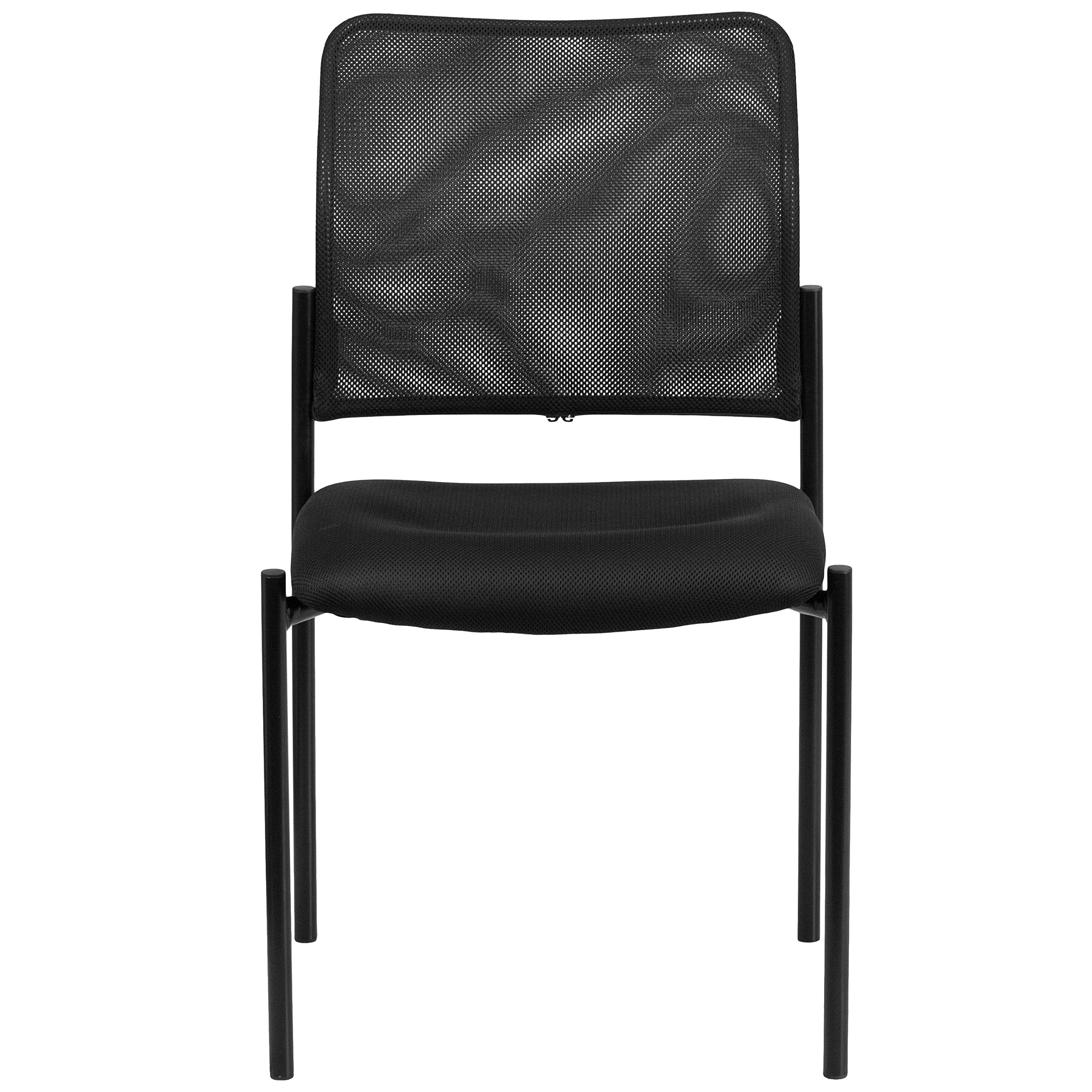 Flash Furniture Jana Comfort Black Mesh Stackable Steel Side Chair - Ergonomic Office Chair for Home & Office Use - Perfect for Conference Rooms, Dining Areas & Workspaces