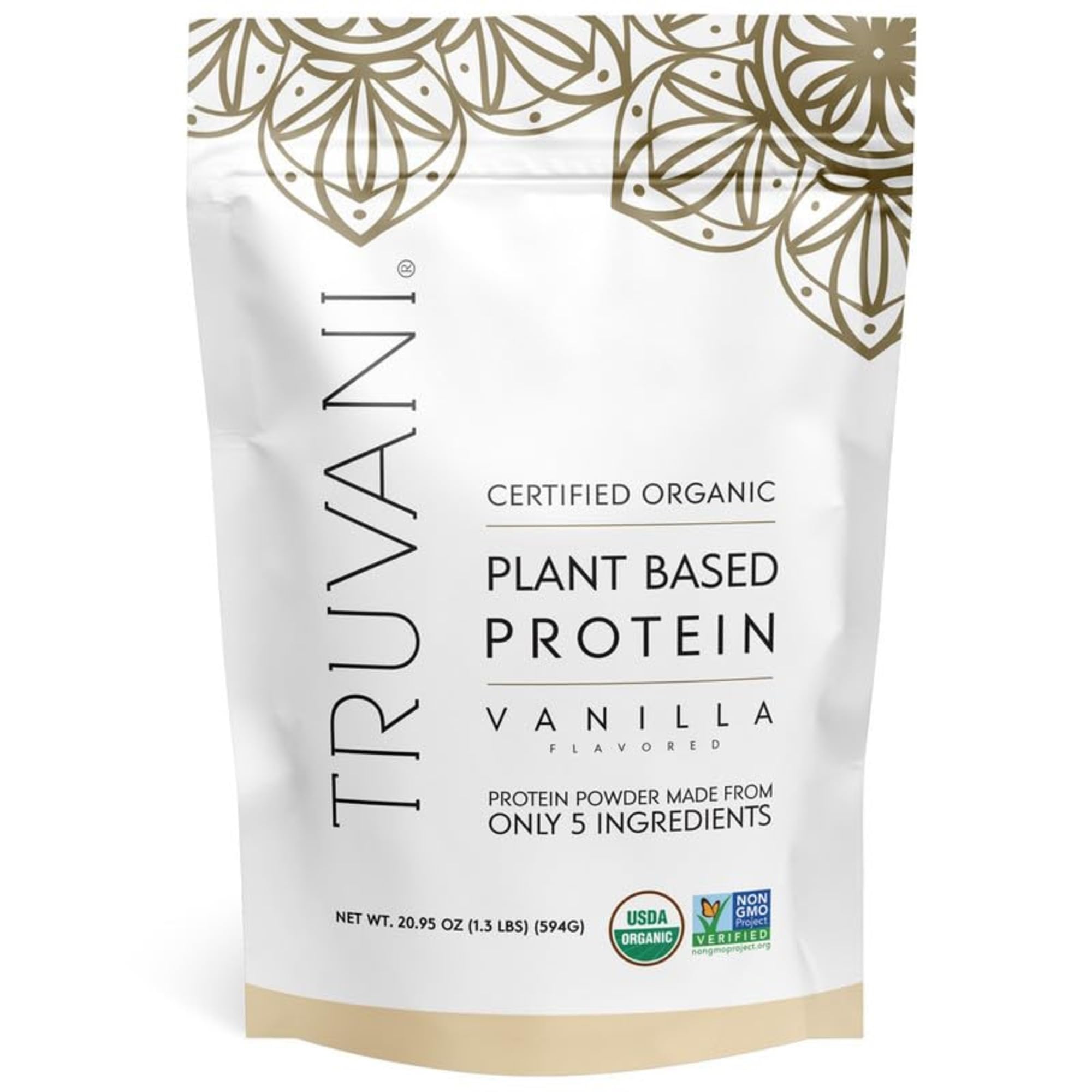 Truvani Vegan Pea Protein Powder - Vanilla Flavor | 20g Organic Plant-Based Protein per Serving | 20 Servings | Keto, Gluten-Free, Dairy-Free, Low Carb, No Added Sugar | Ideal for Smoothies, Baking & Post-Workout Recovery