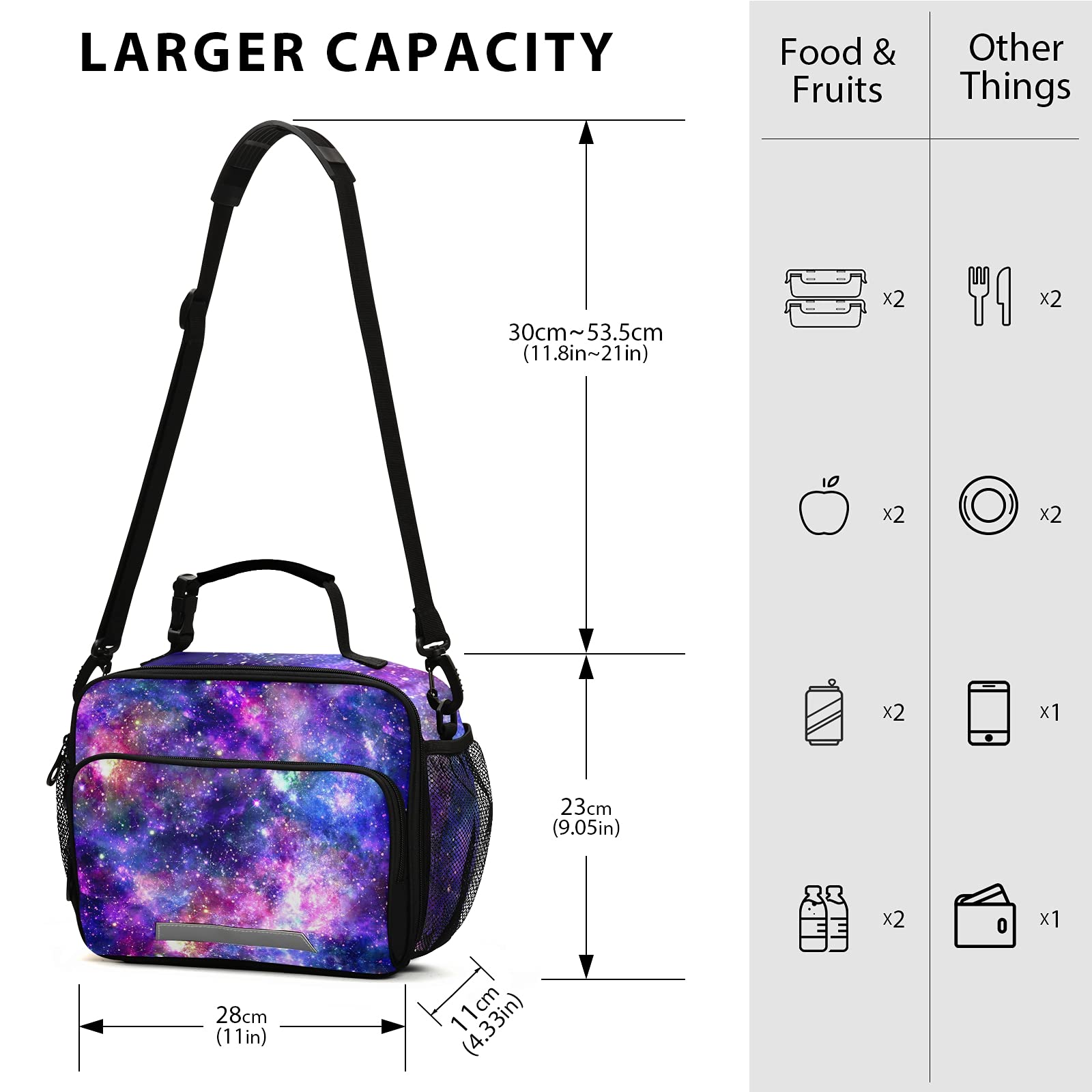 Galactic Universe Tie Dye Insulated Lunch Box for Women & Girls - Reusable Cooler Tote Bag for Work, School, Picnic & Outdoor Activities | Cute Shoulder Lunch Bag for Office, College & Beach Trips