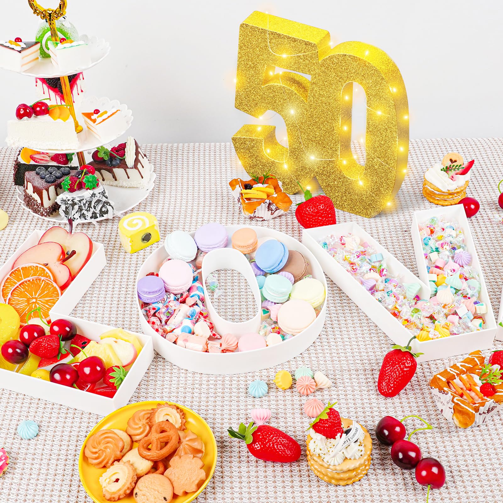 Usongshine 10-Inch Reusable Fillable Number Charcuterie Box - Plastic Candy & Cupcake Container for Treats, Chocolate, Cheese (White, Large) | Perfect for Birthday Parties, Wedding Desserts & Charcuterie Boards
