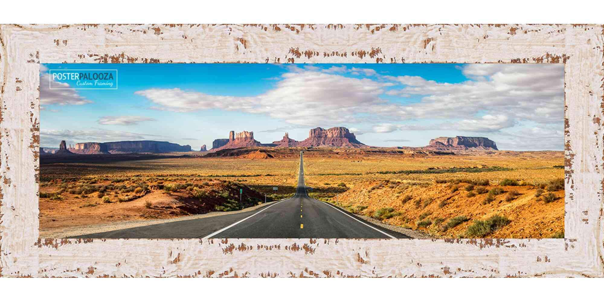 Shabby Chic Farmhouse White Wood Panoramic Picture Frame 13x39 Inch - UV Acrylic Glass, Foam Board Backing with Hanging Hardware - Perfect for Wall Decor, Living Room, Bedroom & Office Display