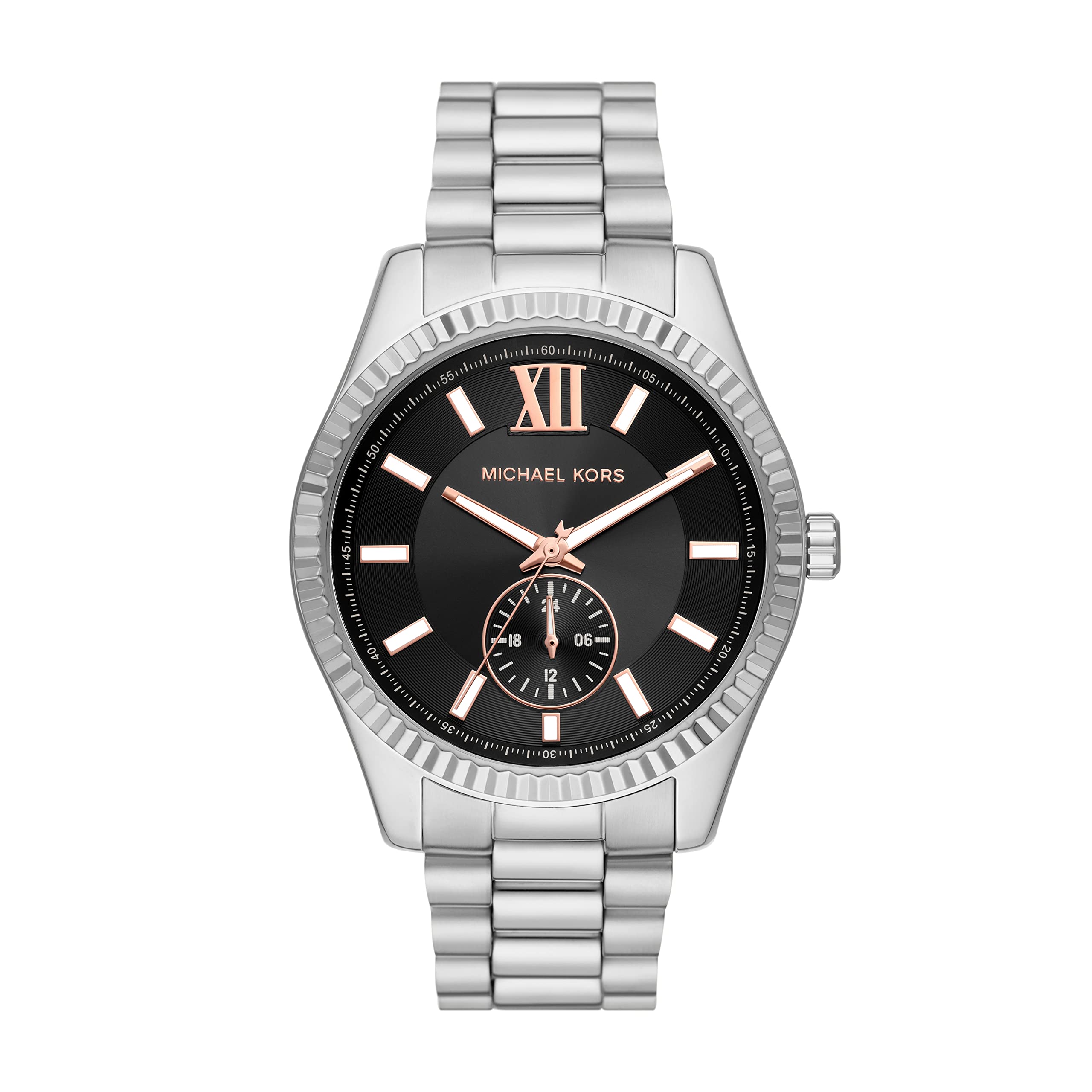 Michael Kors Lexington Chronograph Stainless Steel Watch for Men - Luxury Fashion Timepiece with Date Window & Water Resistance - Perfect for Business, Casual Wear & Special Occasions