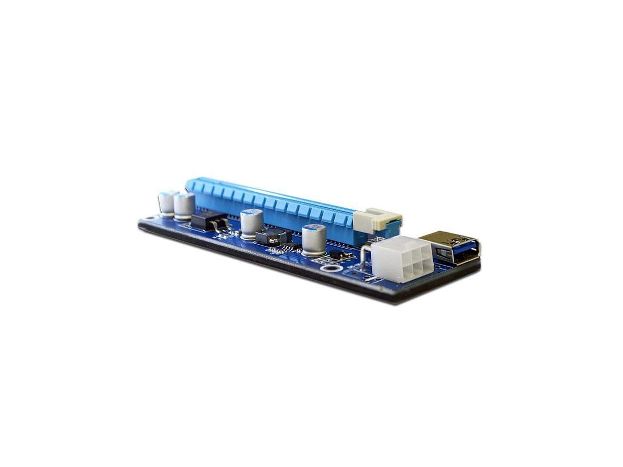 4 Solid Capacitors VER 006C PCIe 1x to 16x Riser Card - Powered PCI Express Extender for Ethereum Mining, ETH GPU Riser Adapter with 6-Pin PCIe & SATA Power, 60cm USB 3.0 Cable - Ideal for Crypto Mining Rigs & GPU Expansion
