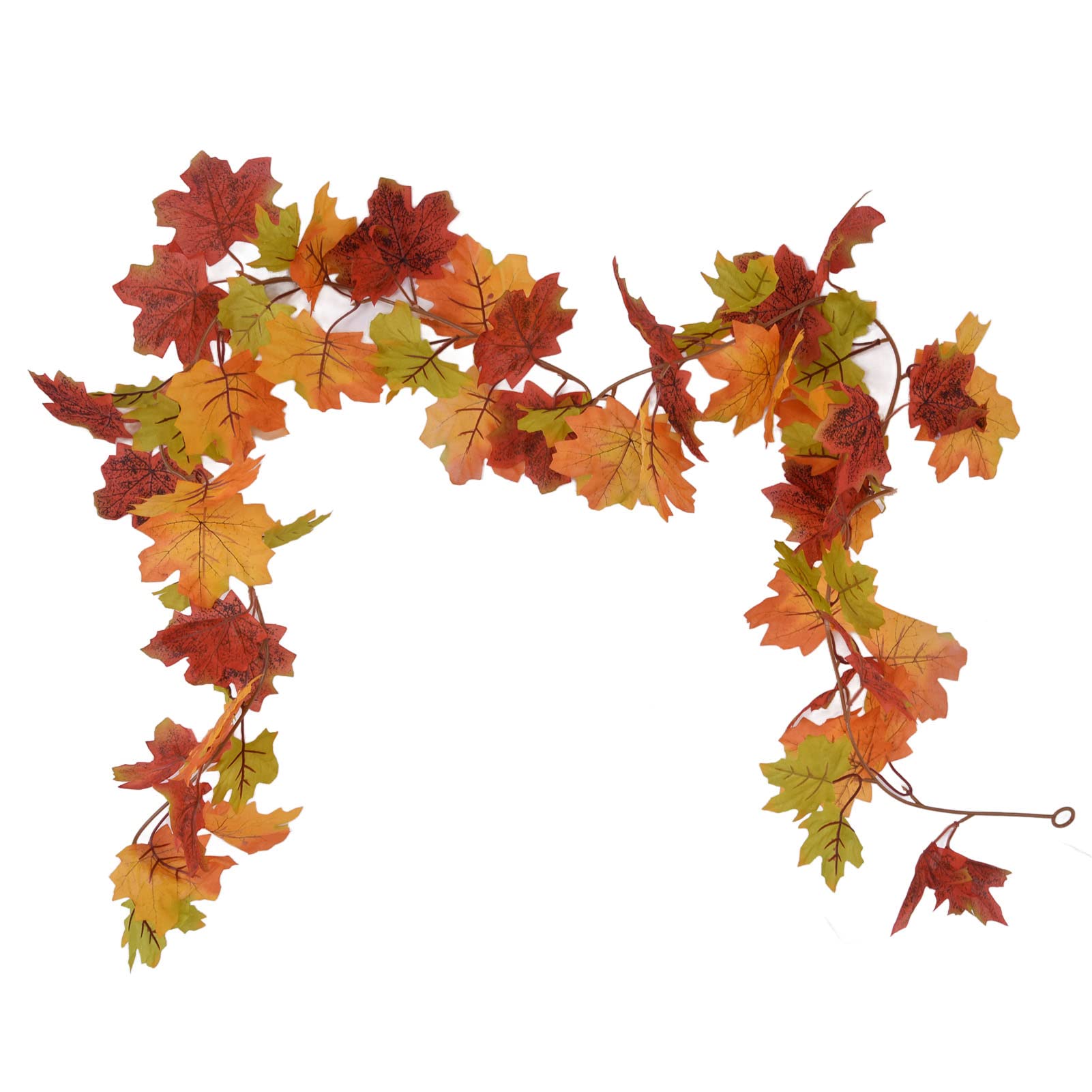 Artificial Maple Leaf Garland - Double Maple Leaf Rattan Style for Fall Decorations, Thanksgiving & Halloween Home Decor | Perfect for Fireplace Mantel, Front Door Wreath, and Autumn Party Decor