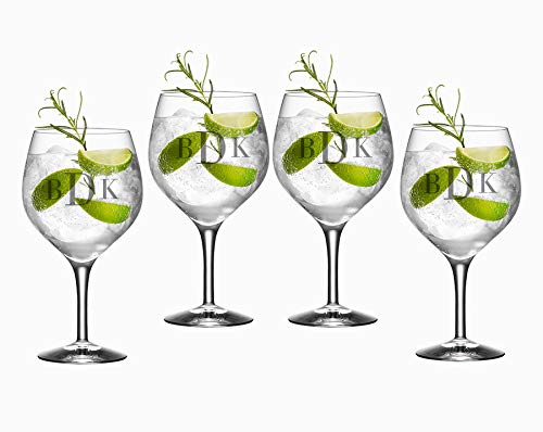 Orrefors Crystal Gin and Tonic Glasses Set of 4 - 22oz Engraved Personalized Cocktail Glasses for Wedding Gifts, Anniversary & Home Bar Decor