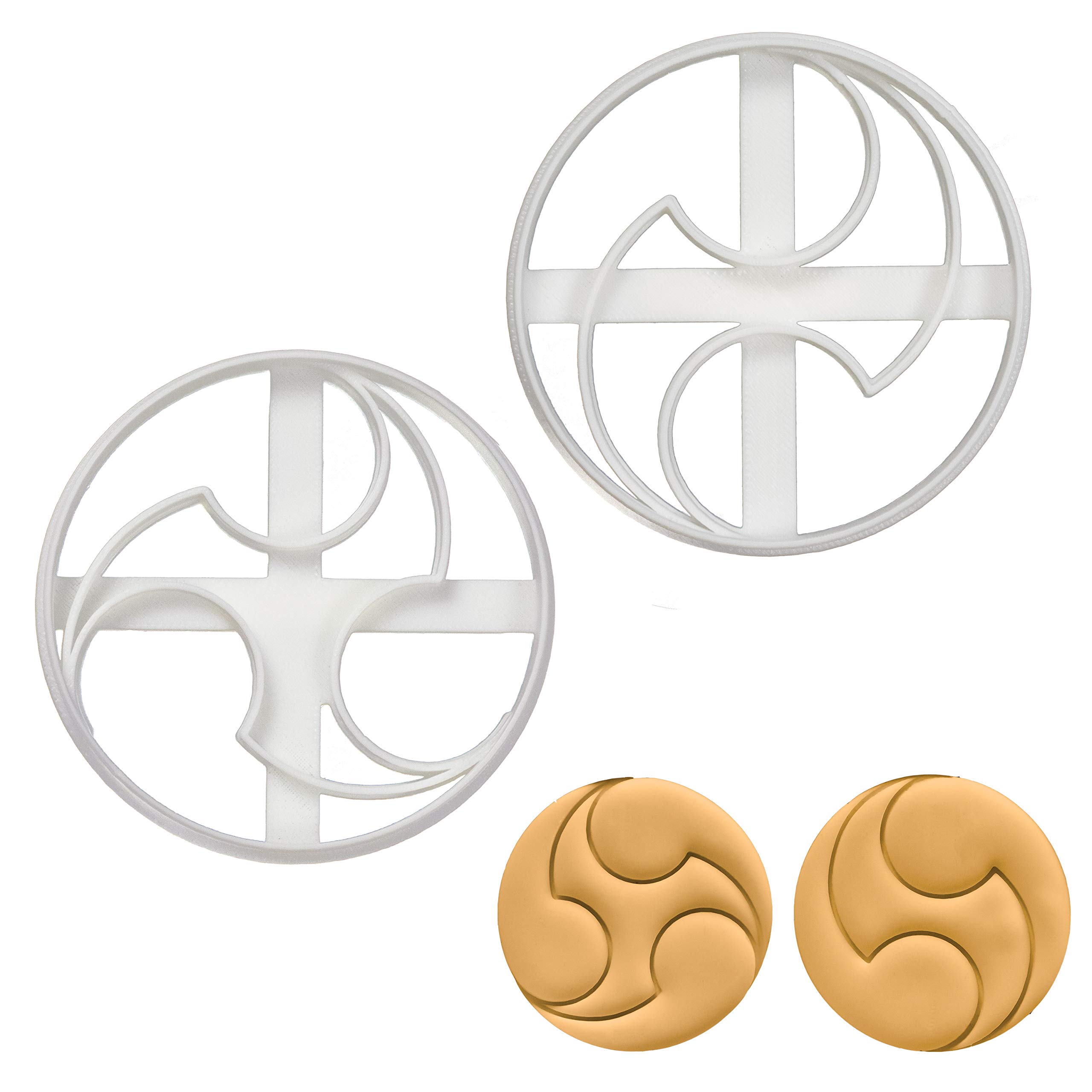 Set of 2 Japanese Tomoe Cookie Cutters - Traditional Futatsudomoe & Mitsudomoe Designs for Baking, Pastry & Cake Decorating - Perfect for Home Bakers, Japanese Tea Ceremonies & Cultural Events