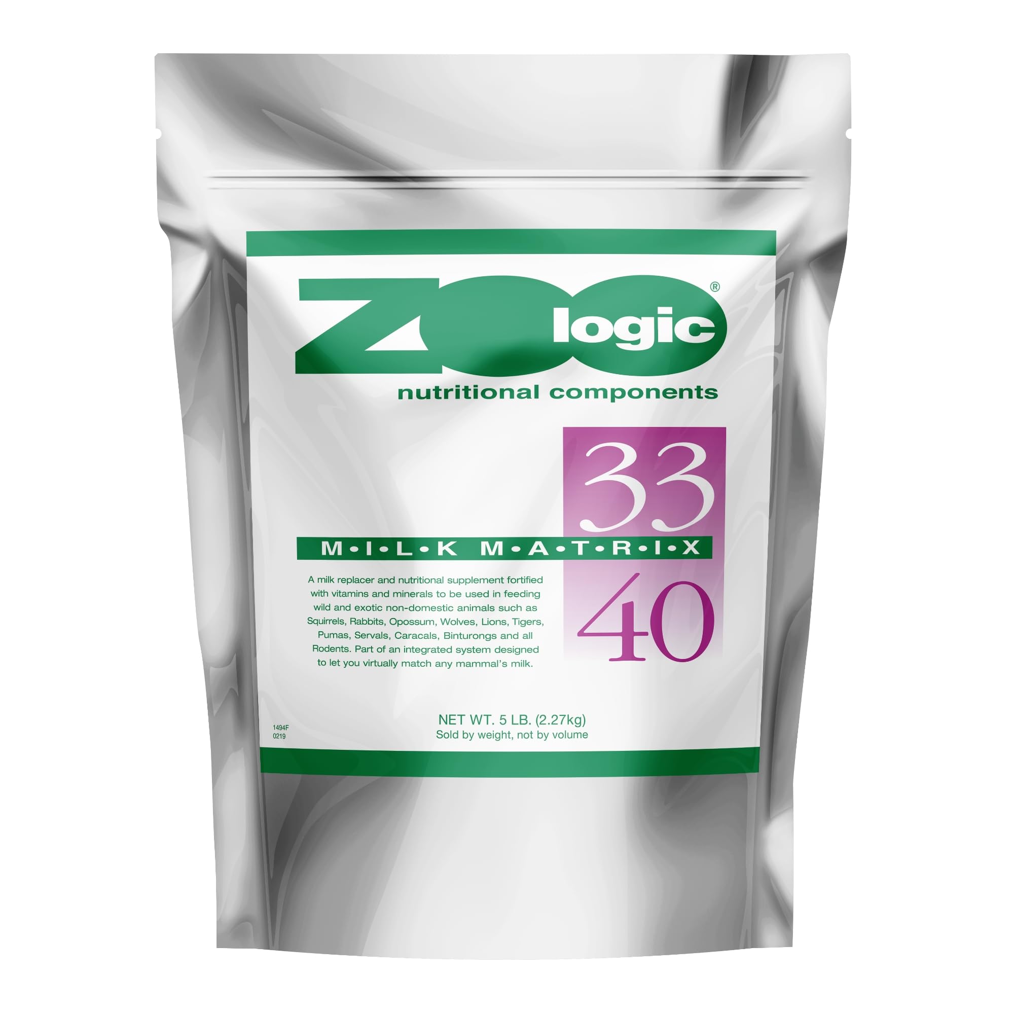 PetAg Zoologic Milk Matrix 33/40 - 5 lb Powdered Milk Replacer for Wild & Exotic Animals - High Protein Formula for Orphaned Wildlife, Zoo Animals & Rescue Pets - Ideal for Bottle Feeding Baby Squirrels, Foxes & Raccoons