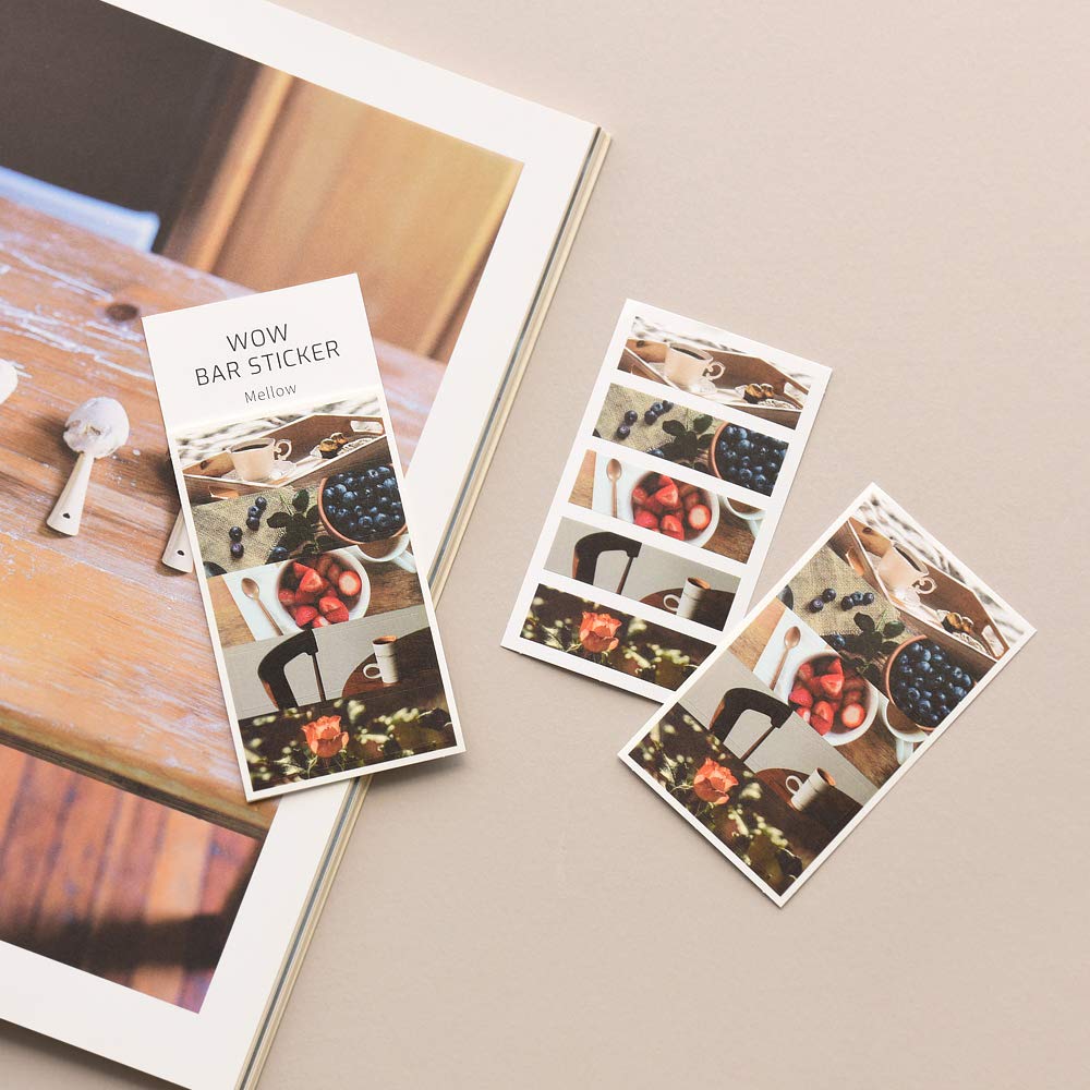 Monolike Wow Bar Sticker Photo Set - Mini Cute Square Stickers for Scrapbooking, Journaling, DIY Crafts & Planner Decoration