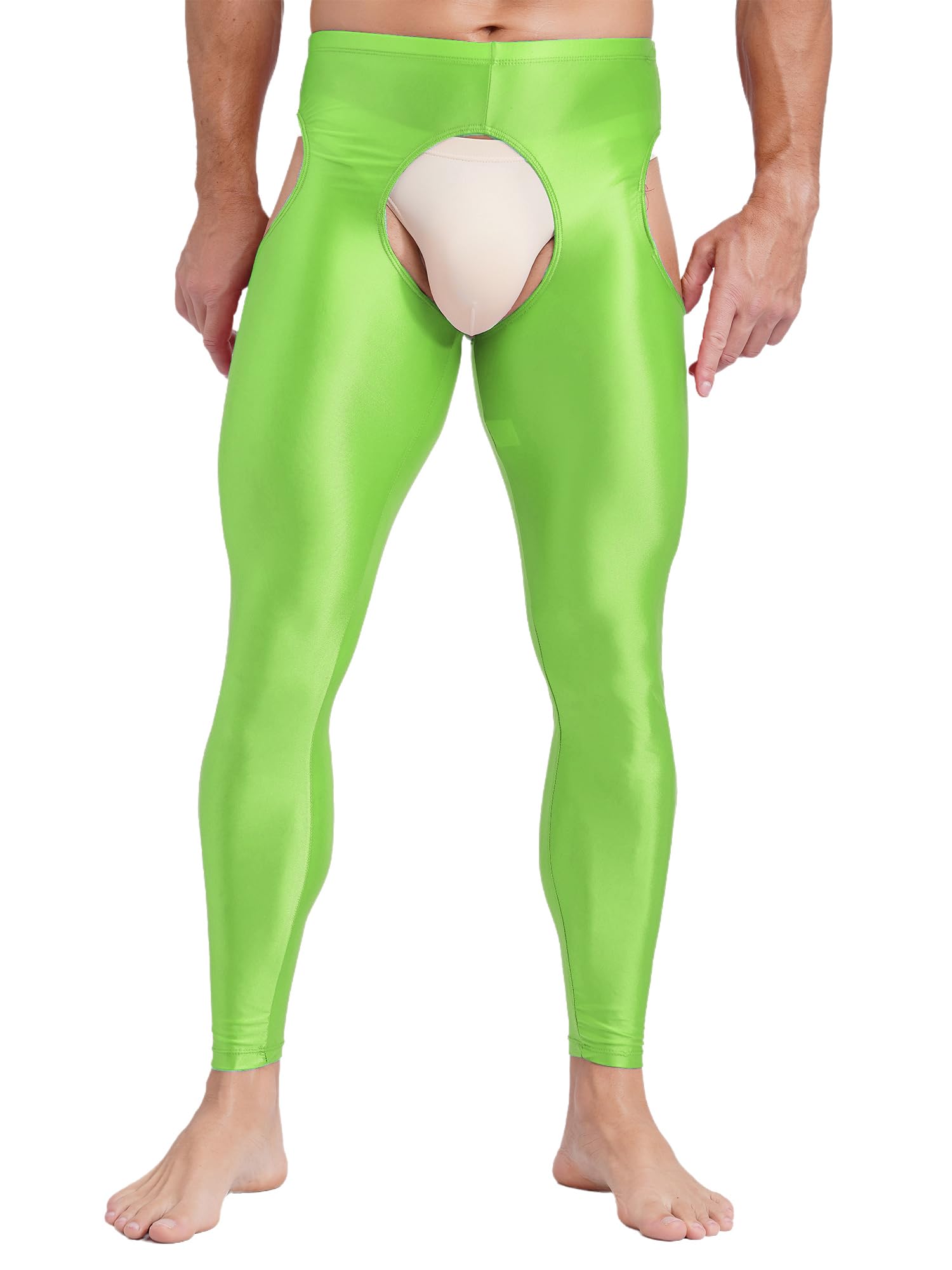 Men's Sheer Seamless Cutout Tights - Compression Workout Leggings with Suspender for Yoga, Running & Gym | Breathable Stretchy Performance Pants