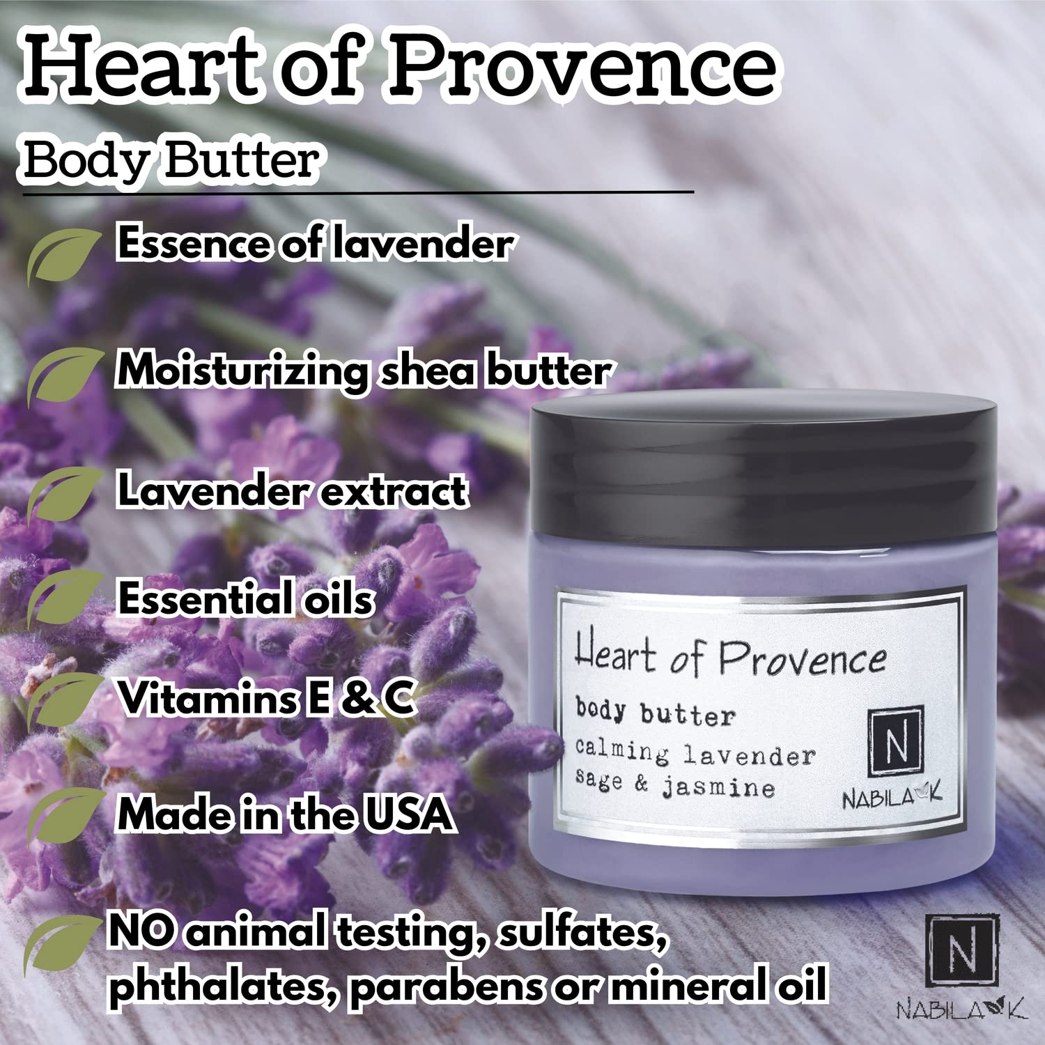 Heart of Provence Body Butter - 9 oz Deep Moisturizing Cream with Natural Ingredients for Dry Skin | Daily Hydrating Body Care | Perfect for Winter Skincare & Post-Shower Use