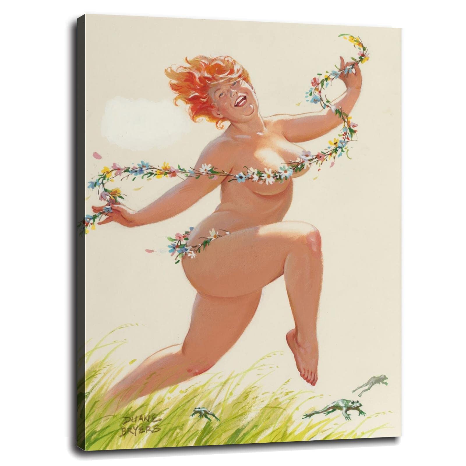 Vintage Pin Up Hilda Poster Canvas Print - 32x24 Inch Framed Wall Art for Home, Office, Bar & Man Cave Decor - Retro Home Decor & Gift Idea for Men Women
