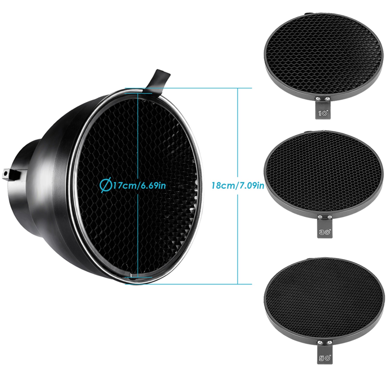 NEEWER 6.6/16.8cm Aluminum Alloy Honeycomb Grid Set for Softbox Lighting - Professional Photography Light Modifier for Studio, Portrait, and Product Photography