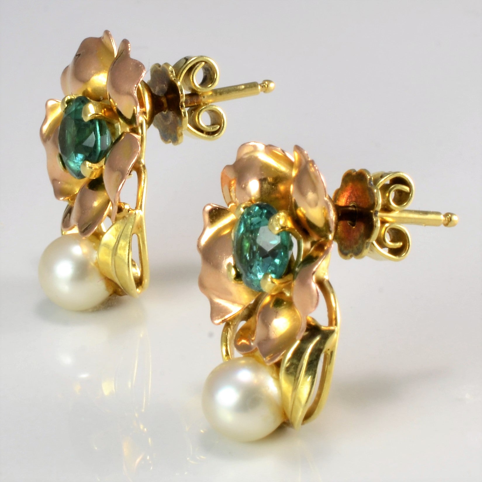 Antique Early 1900s Tourmaline and Pearl Drop Earrings - Vintage Jewelry for Weddings, Parties & Special Occasions