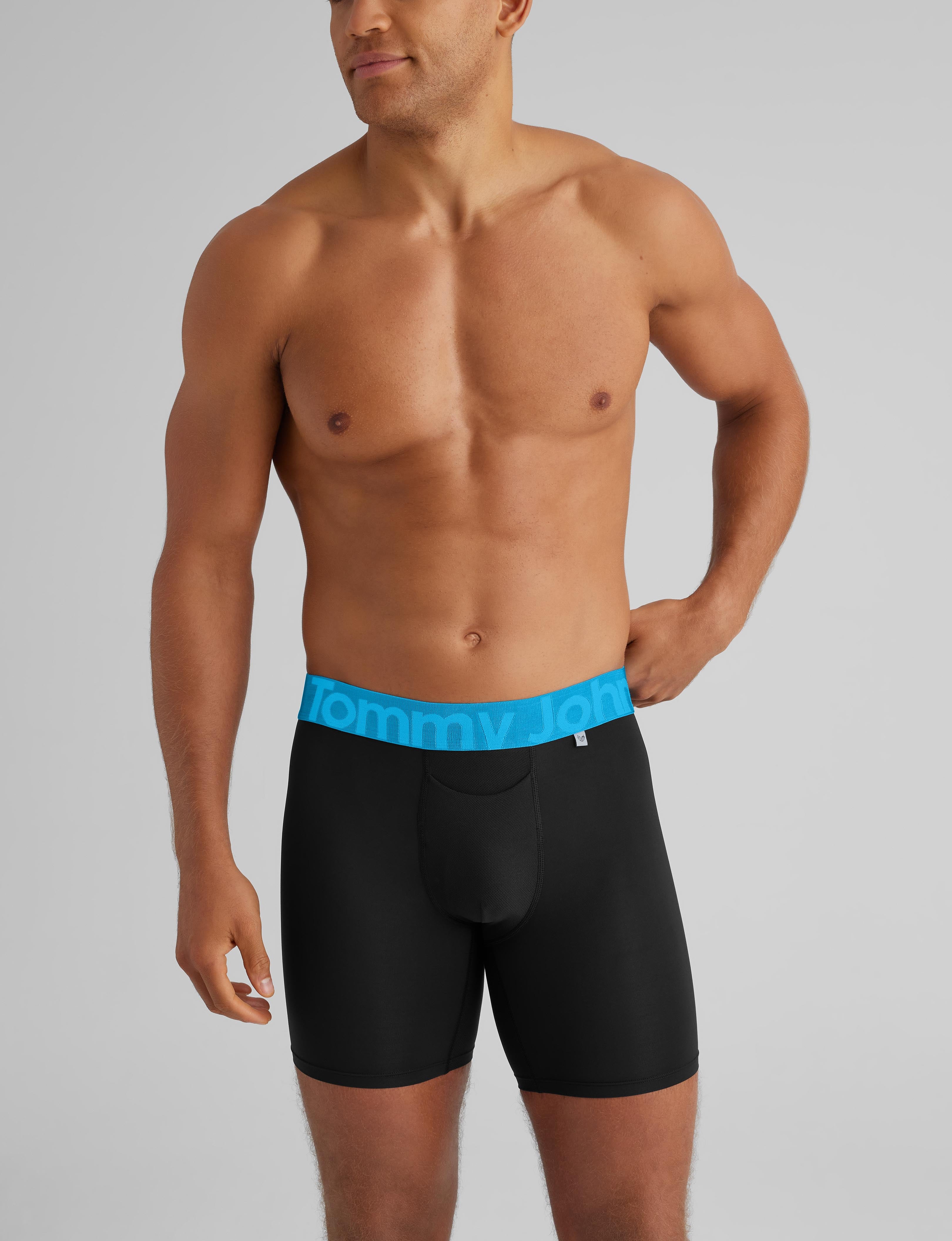 360 Sport Mid Length Boxer Briefs for Men - 6 Pack Moisture Wicking Underwear - Comfortable Workout & Daily Wear Boxer Shorts for Running, Gym, Travel & Casual Use