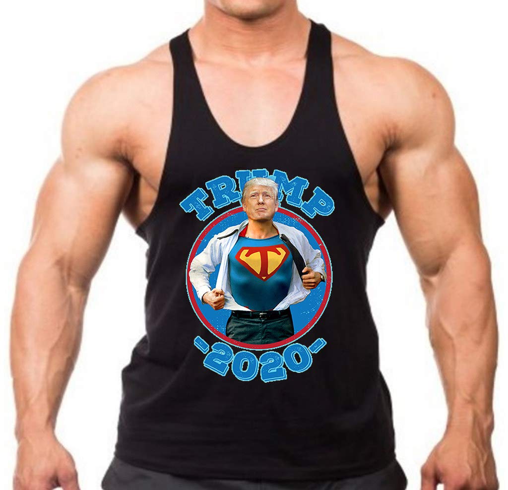 Koyotee Men's Super Trump Black Stringer Tank Top - Breathable Workout Shirt for Gym, Running & Casual Wear