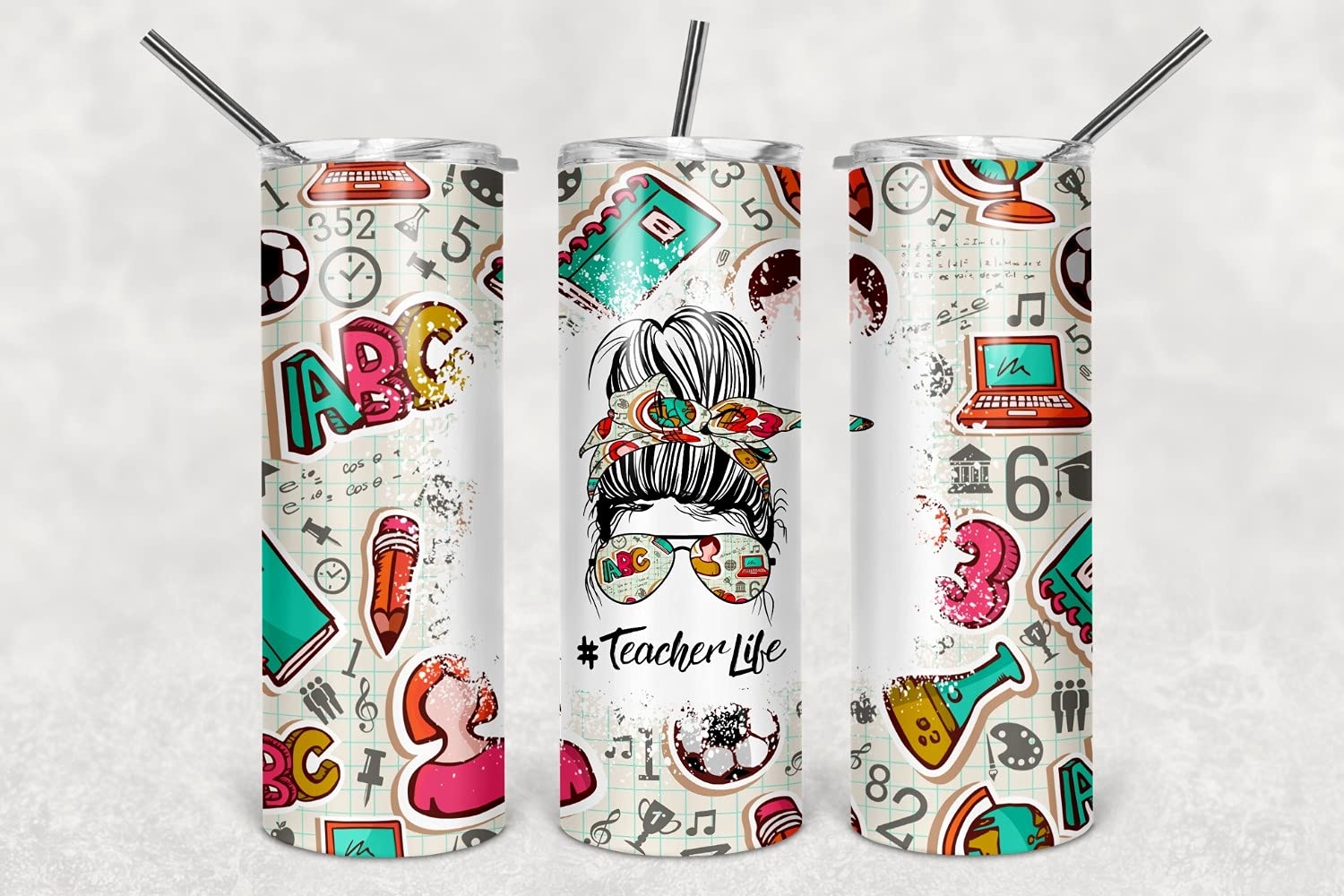 20oz Skinny Tumbler with Lid & Straw - Perfect Teacher Gift for Classroom, School & Everyday Use - Insulated Stainless Steel Water Bottle for Coffee, Tea & Cold Drinks