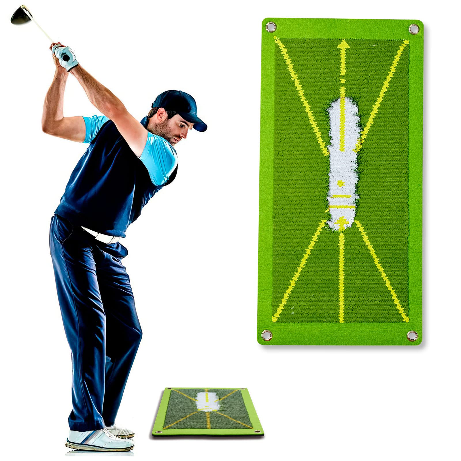 Premium Golf Training Mat with Swing Path Detection - Analyze & Correct Your Swing for Indoor/Outdoor Practice | Perfect for Driving Range, Backyard, or Home Golf Setup