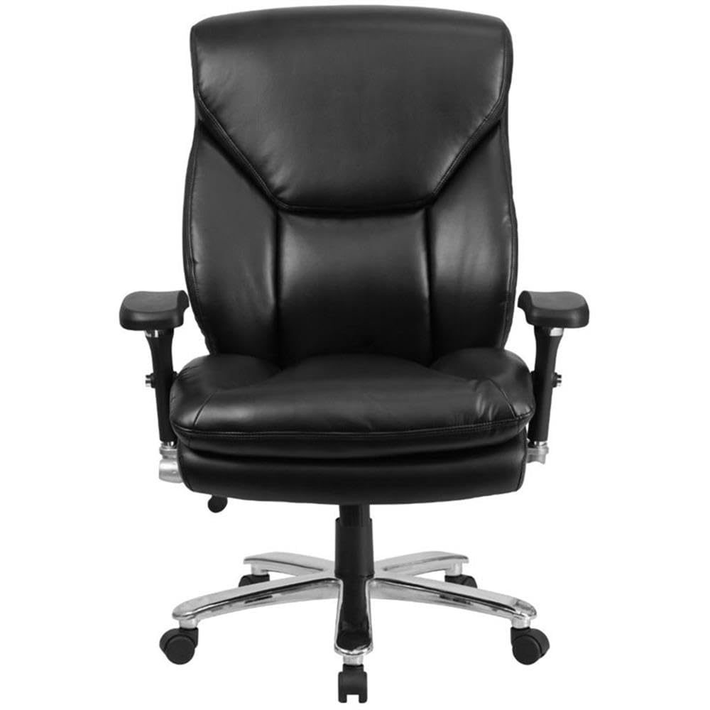 Premium Big and Tall Leather Office Chair - Ergonomic Swivel Executive Chair with Lumbar Support - Black Leather High Back Desk Chair for Home & Office Workspace