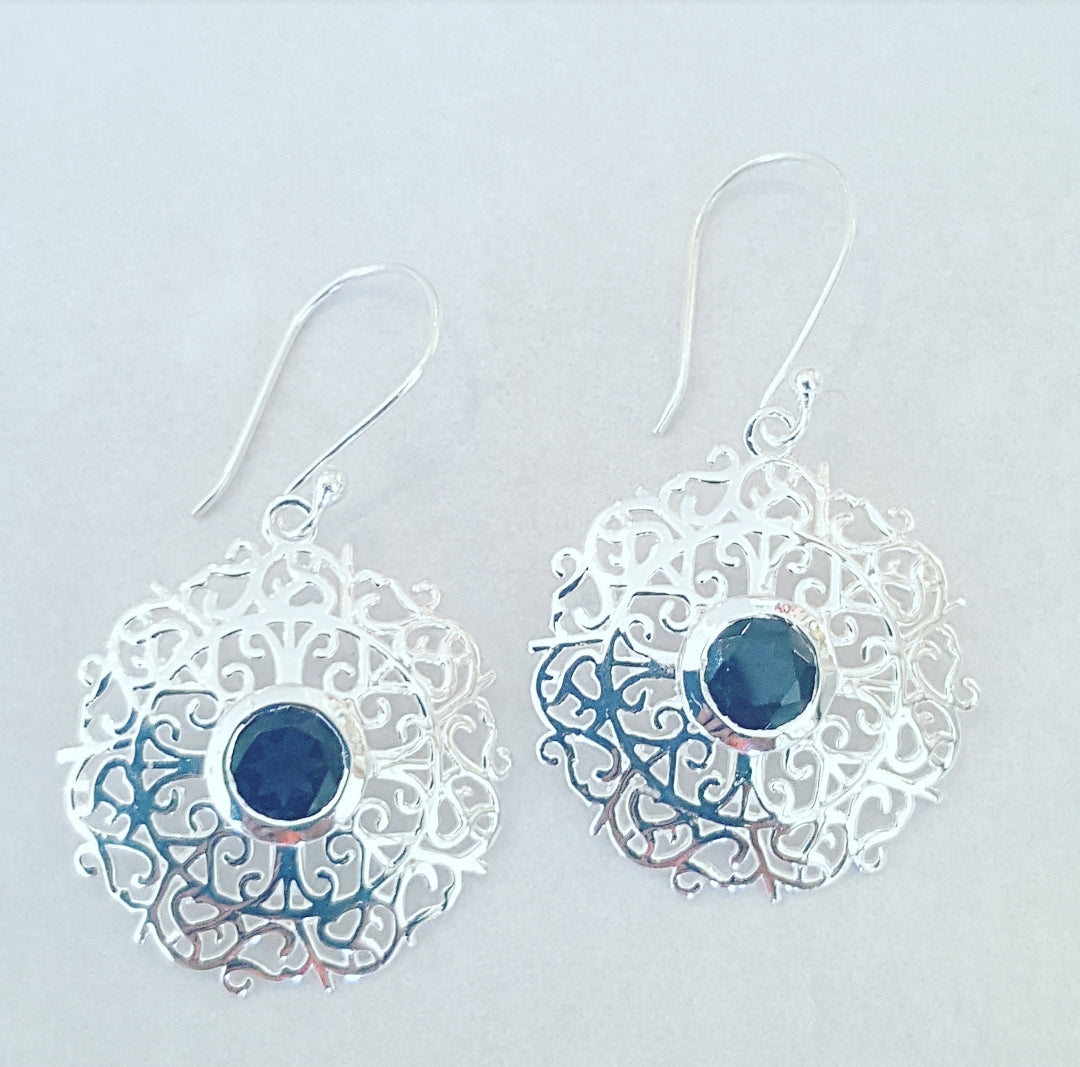 Exquisite Onyx Stone & Filigree Drop Earrings for Women – Elegant Handmade Jewelry for Parties, Weddings & Special Occasions